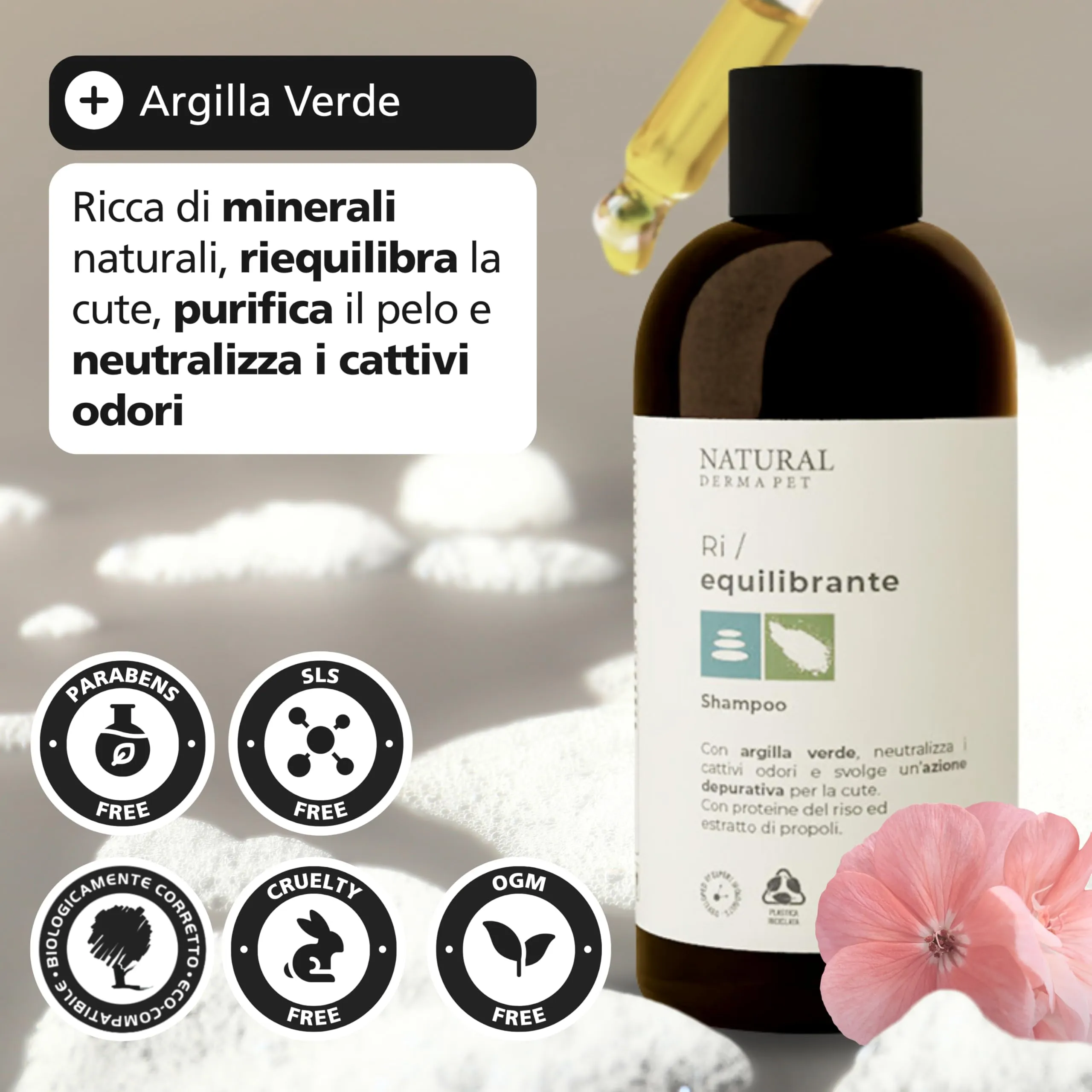 Natural Derma Pet Shampoo Riequilibrante con Argilla Verde per Cani, 200 ml - immagine 3