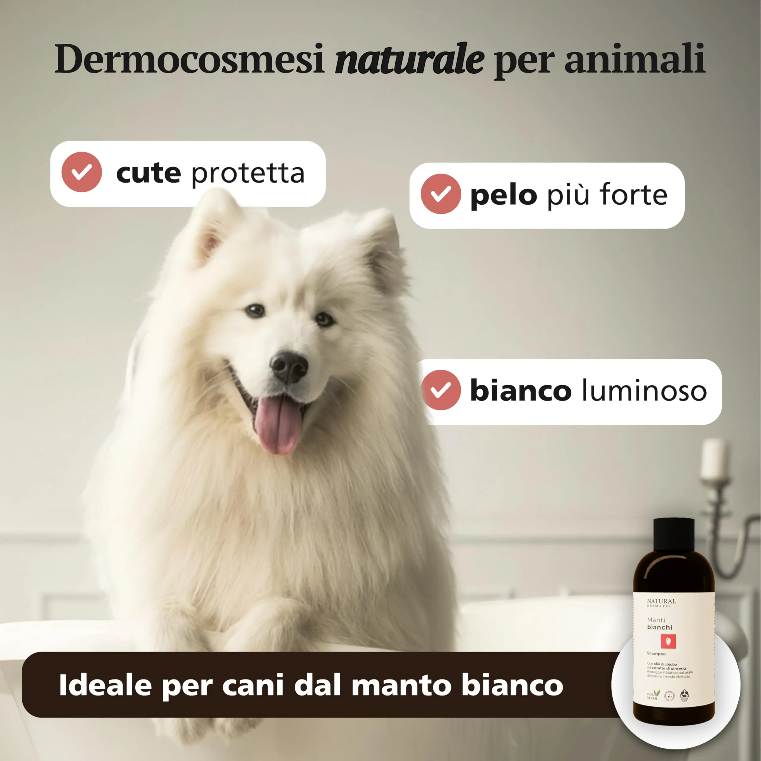 Natural Derma Pet Shampoo per Cani Pelo Bianco e Manti Chiari, 200 ml - immagine 2