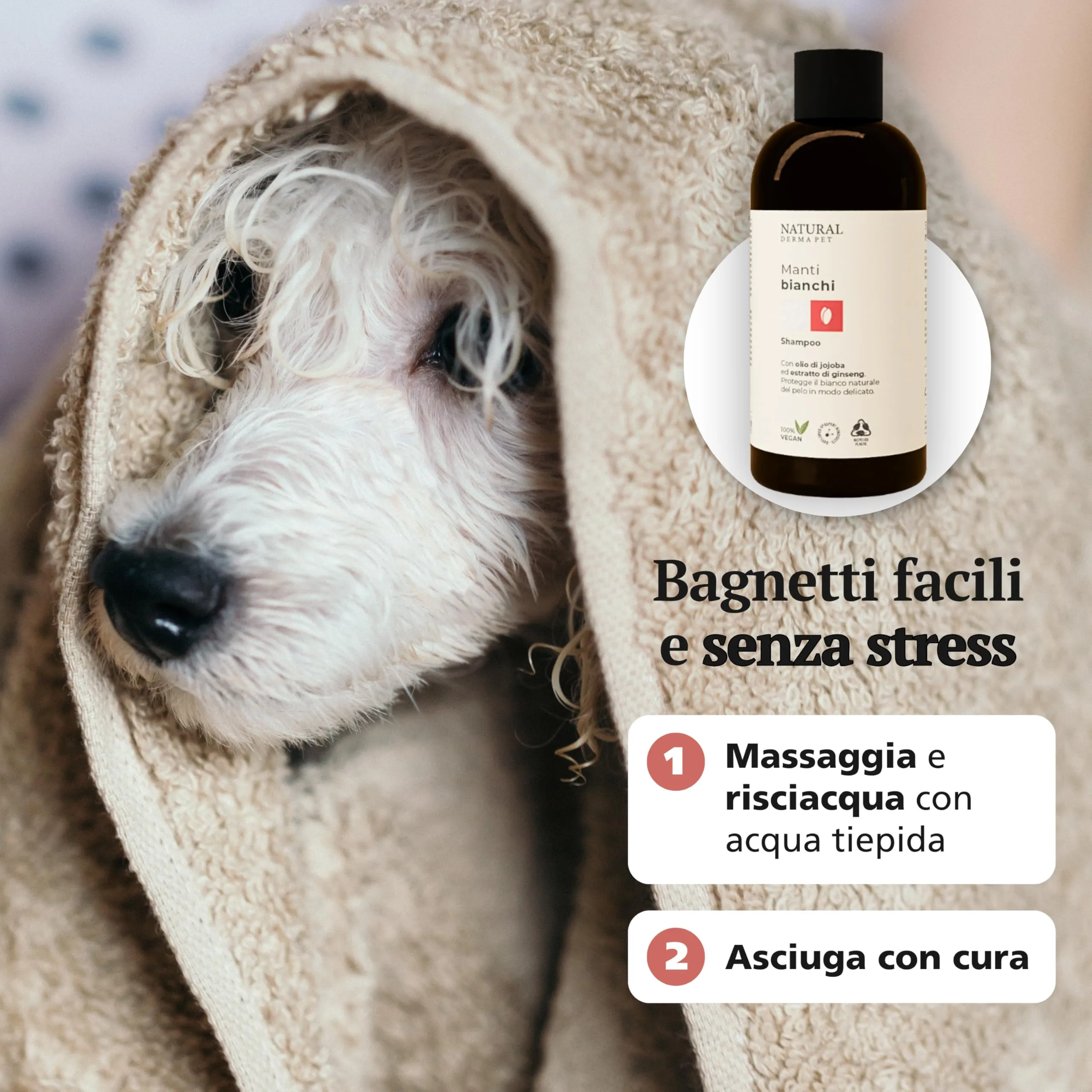 Natural Derma Pet Shampoo per Cani Pelo Bianco e Manti Chiari, 200 ml - immagine 6