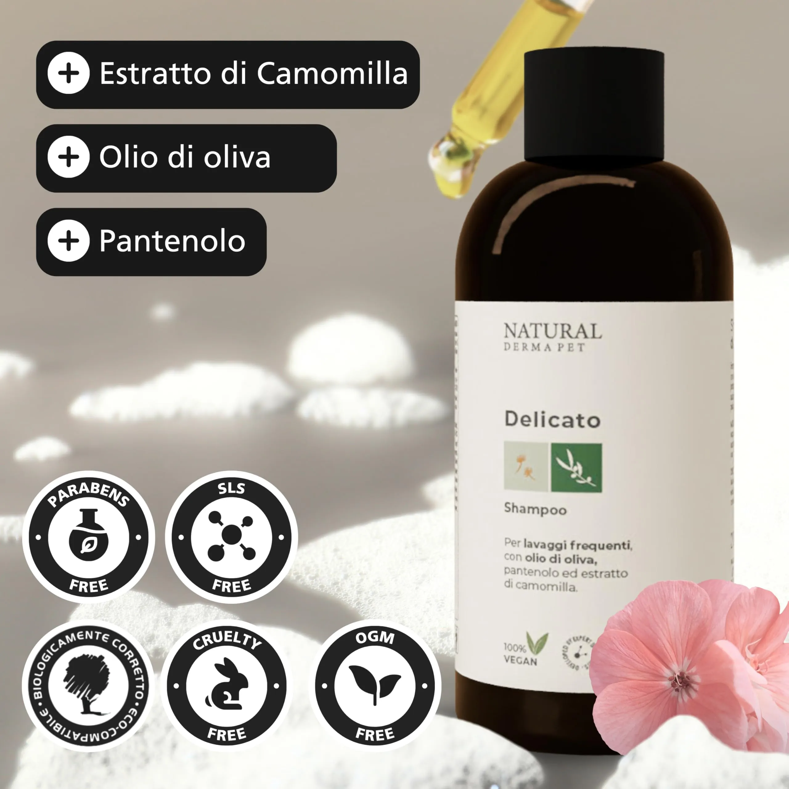 Natural Derma Pet Shampoo per Cani Delicato con Olio di Oliva, 200 ml - immagine 3