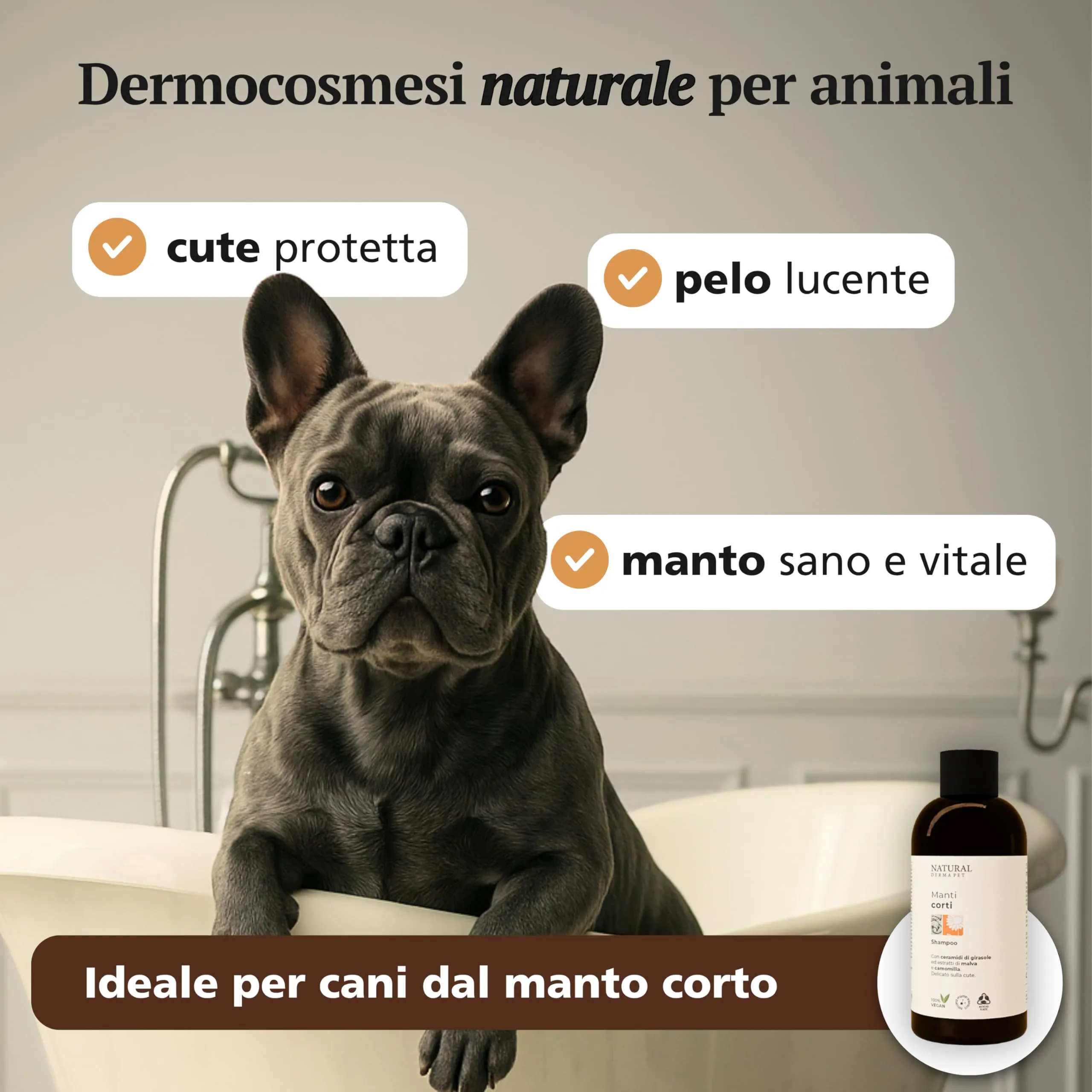 Natural Derma Pet Shampoo per Cani Pelo Corto, 200 ml - immagine 2