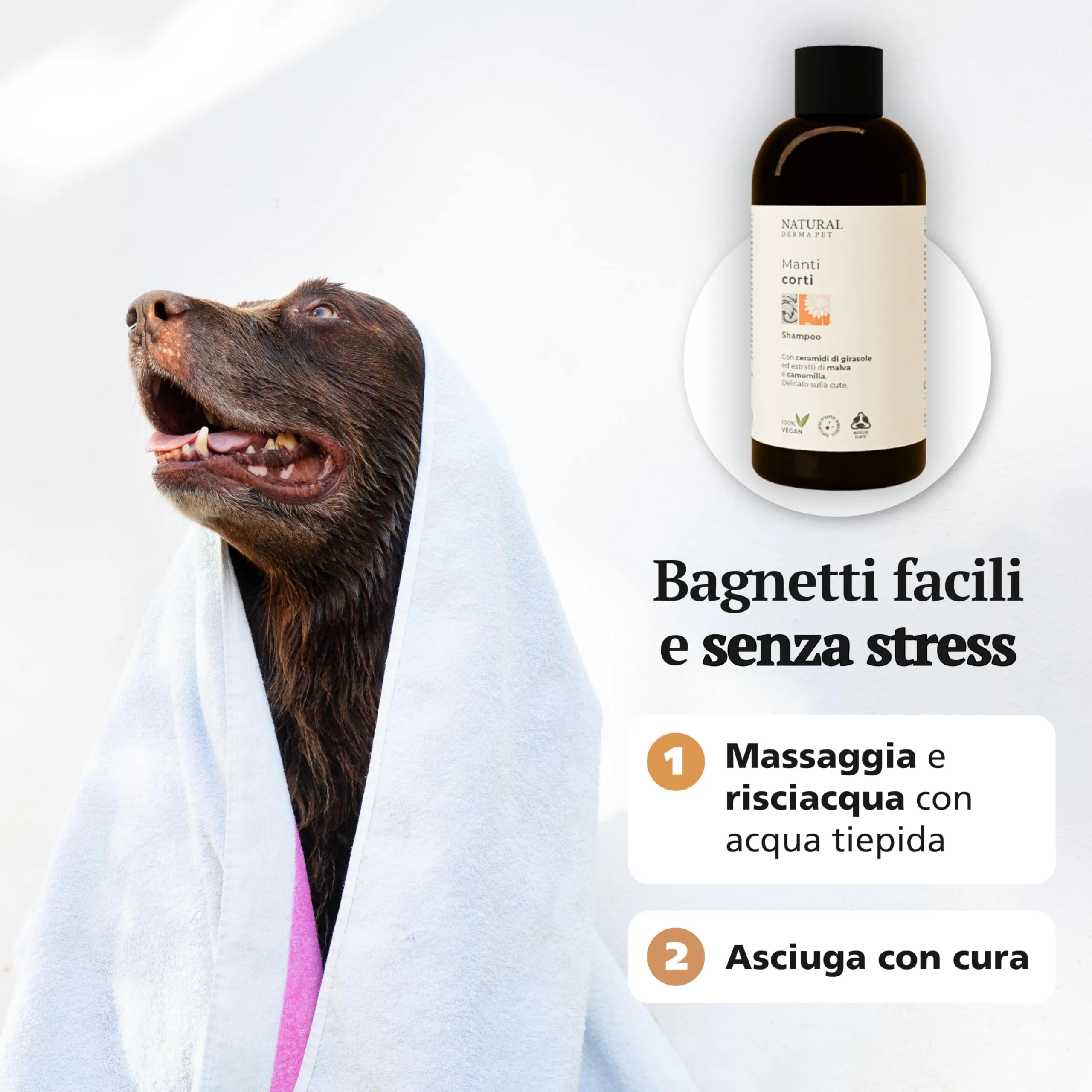 Natural Derma Pet Shampoo per Cani Pelo Corto, 200 ml - immagine 5