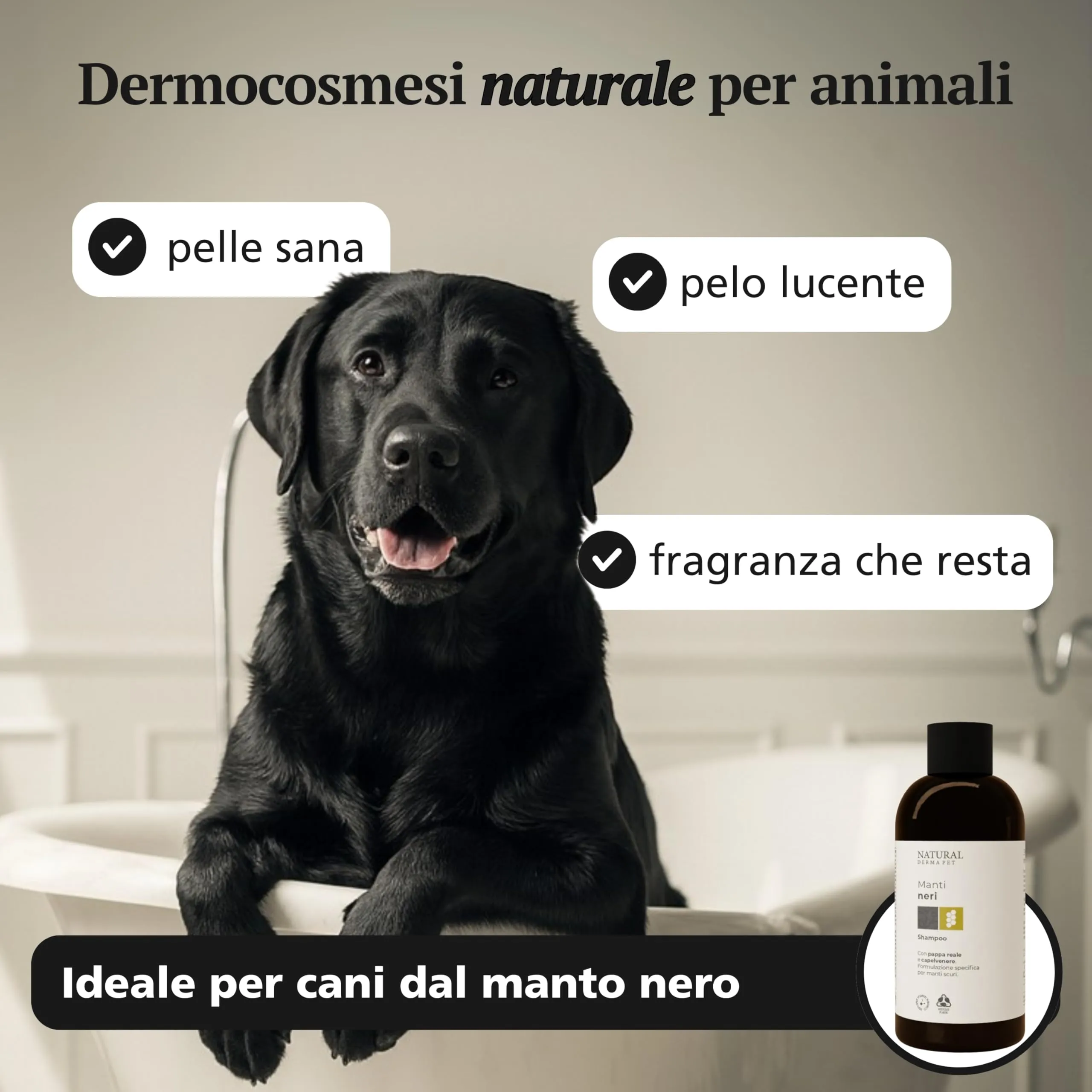 Natural Derma Pet Shampoo per Cani Pelo Nero e Manti Scuri, 200 ml - immagine 2
