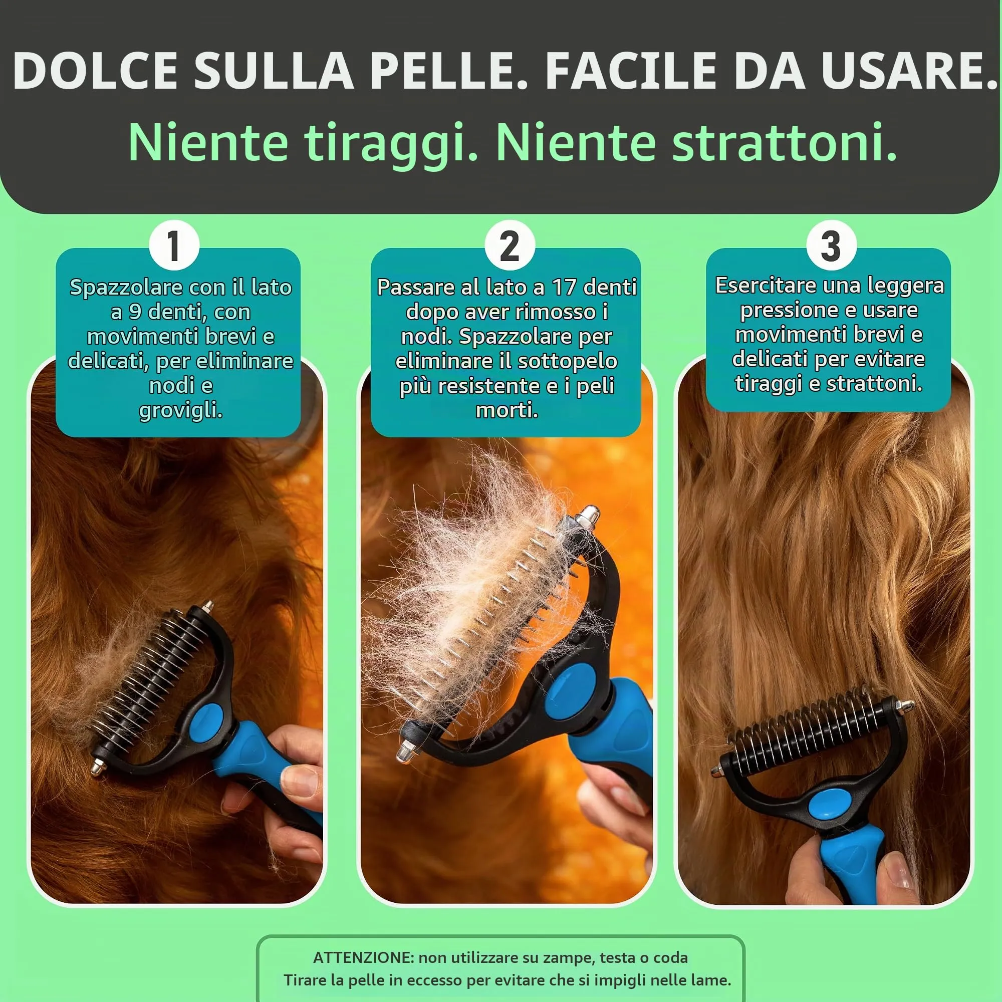 Maxpower Planet Pet Grooming Tool, Doppio Lato ed Extra Largo, Blu - immagine 2