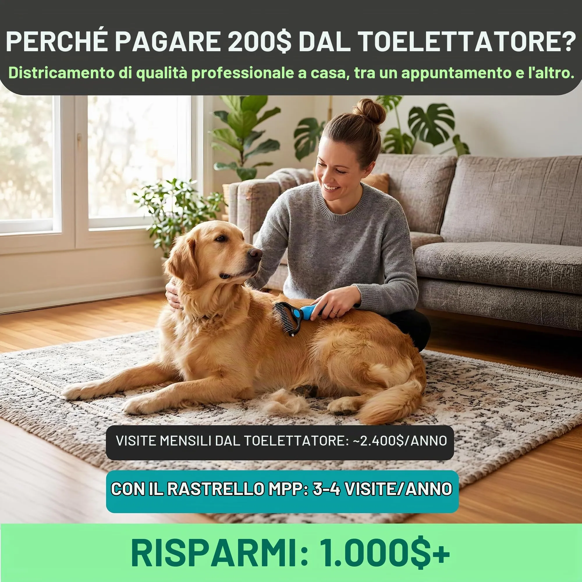 Maxpower Planet Pet Grooming Tool, Doppio Lato ed Extra Largo, Blu - immagine 3