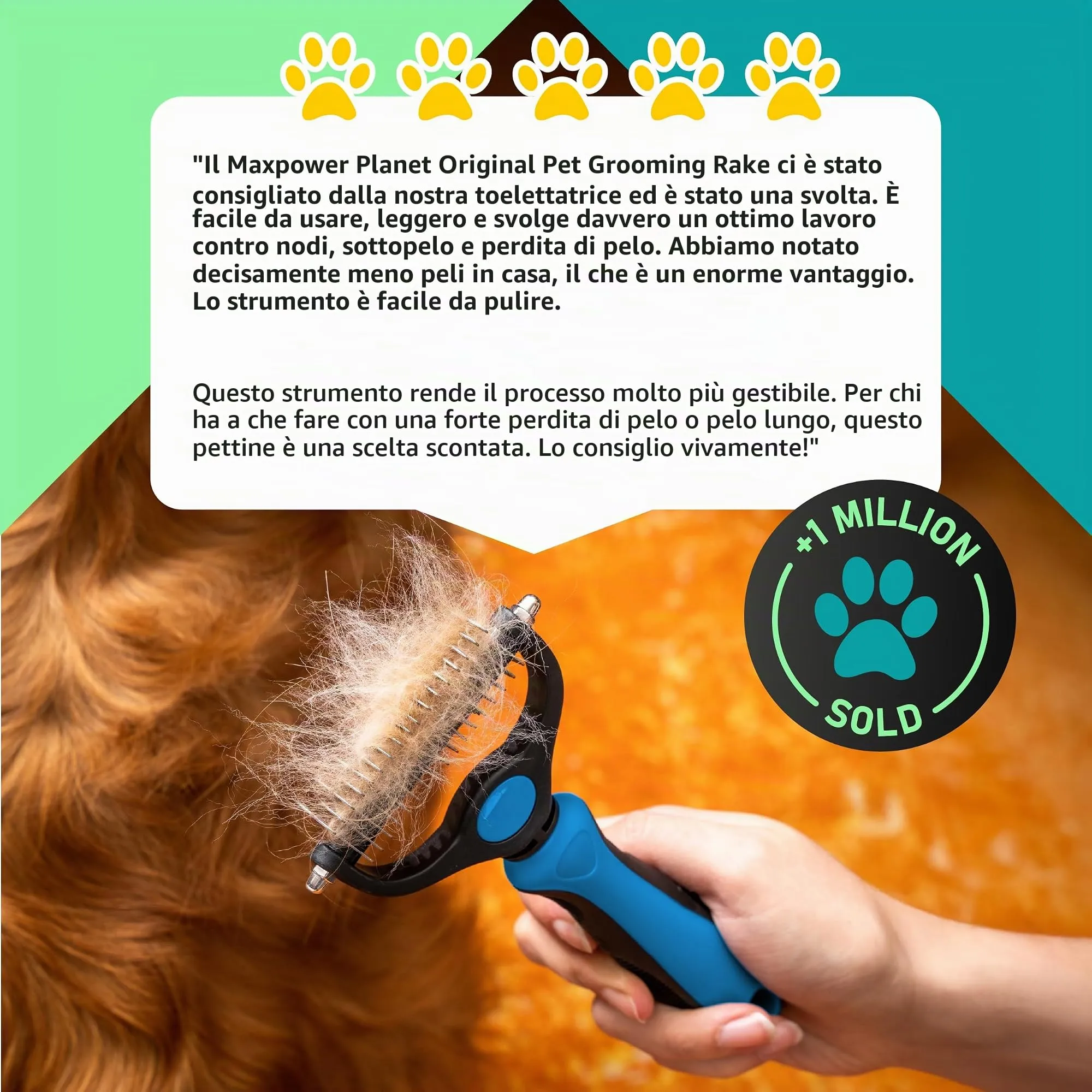 Maxpower Planet Pet Grooming Tool, Doppio Lato ed Extra Largo, Blu - immagine 9
