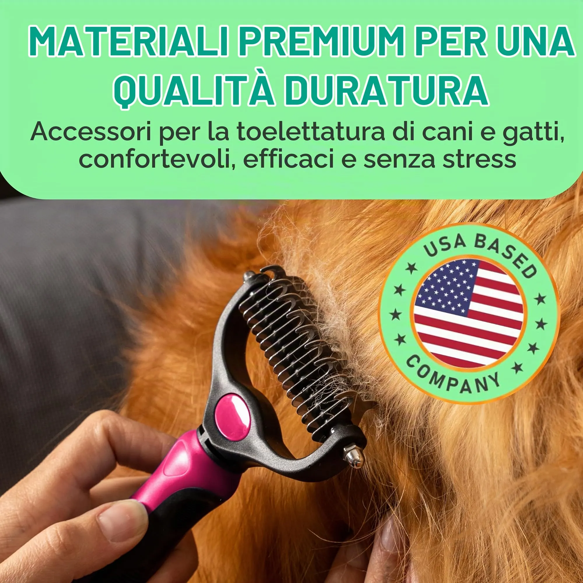 Maxpower Planet Spazzola per Capelli Bifacciale per Cani e Gatti, Pelo Extra Largo, Rosa - immagine 3
