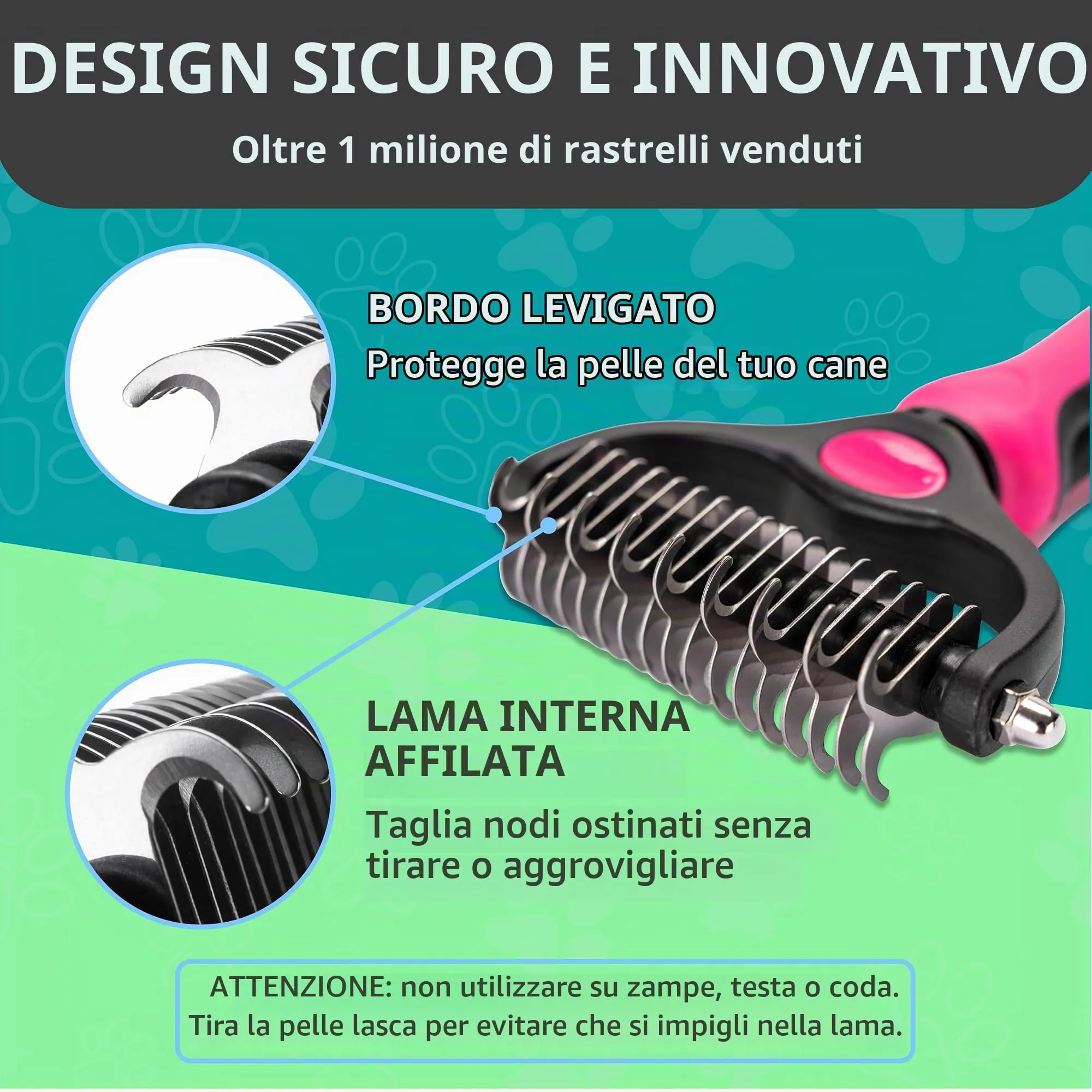 Maxpower Planet Spazzola per Capelli Bifacciale per Cani e Gatti, Pelo Extra Largo, Rosa - immagine 7