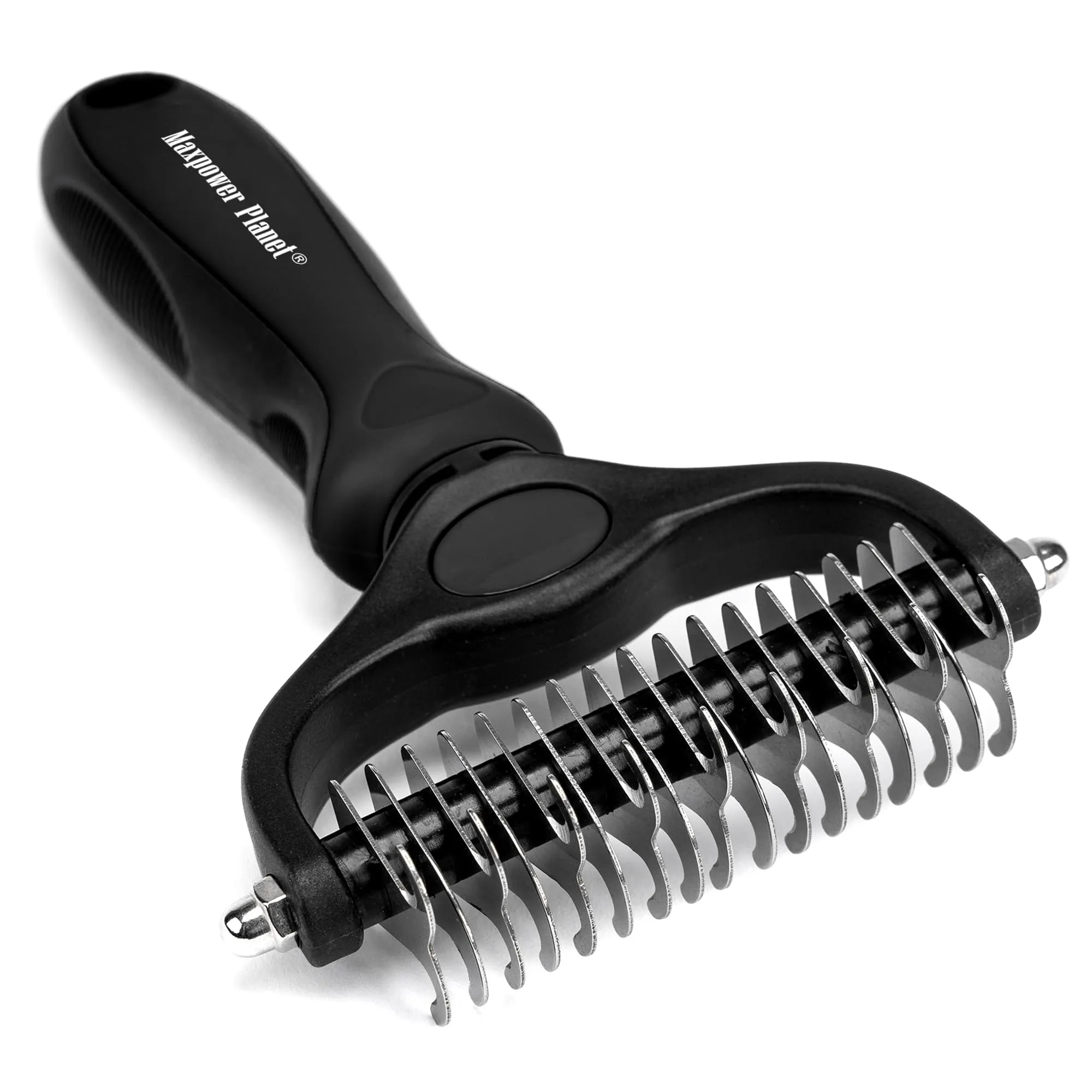 Maxpower Planet Spazzola per cani e gatti a pelo lungo, rastrello per sottopelo e districatore, nero - immagine 1