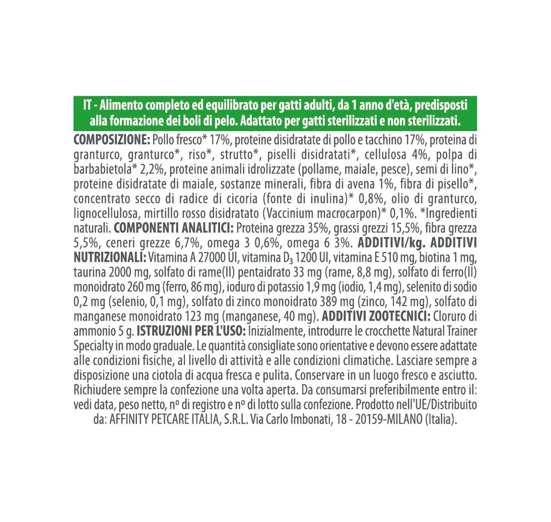 Trainer Natural Cibo per Gatti Adulti Boli di Pelo con Pollo Fresco - 1,5kg - immagine 4