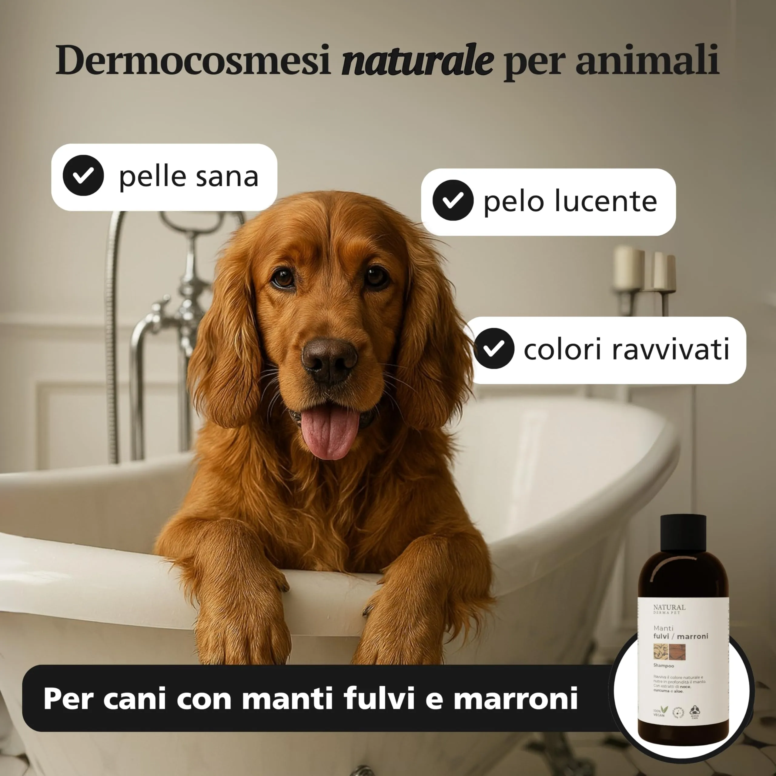Natural Derma Pet Shampoo per Cani Manti Fulvi e Marroni, 200 ml - immagine 2