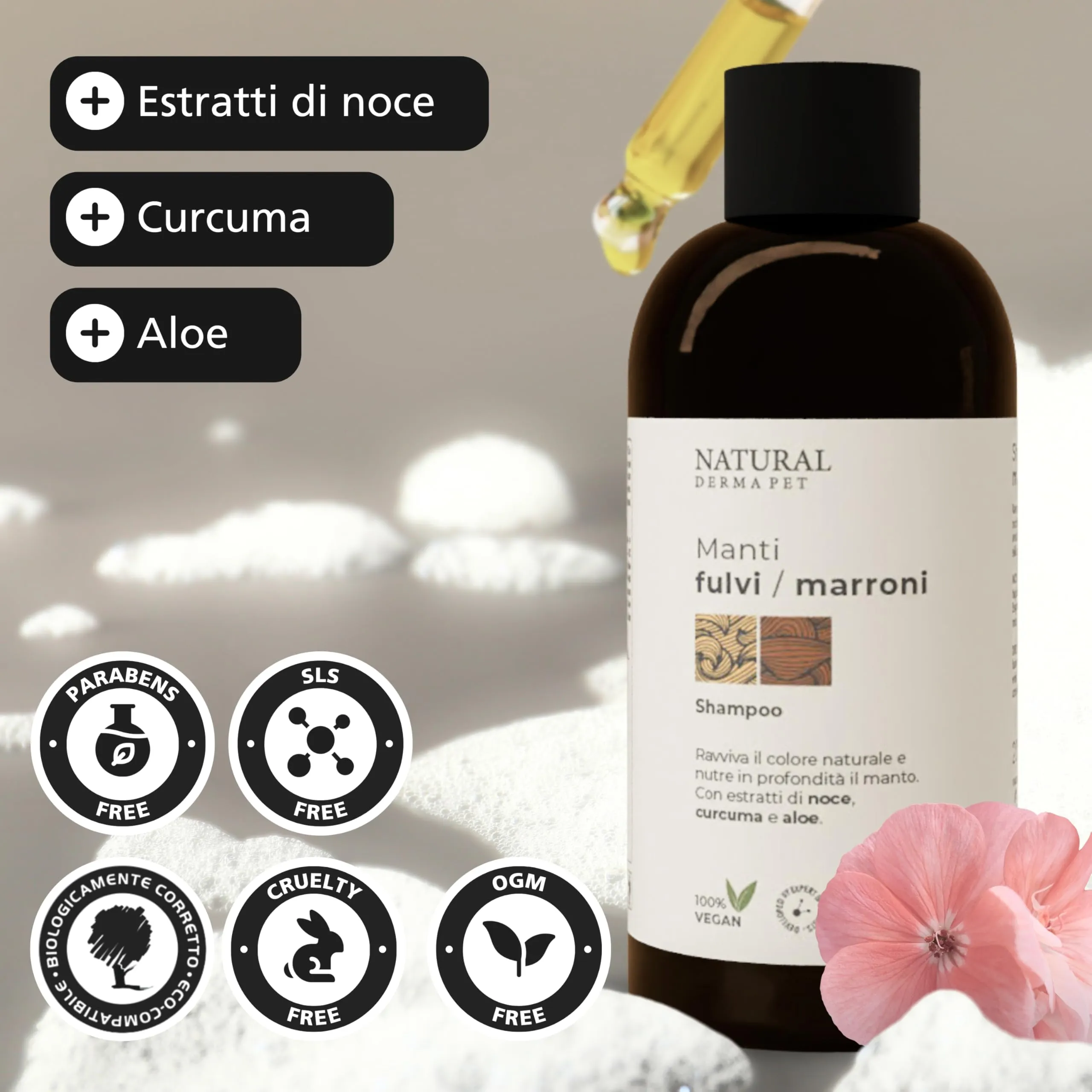 Natural Derma Pet Shampoo per Cani Manti Fulvi e Marroni, 200 ml - immagine 3