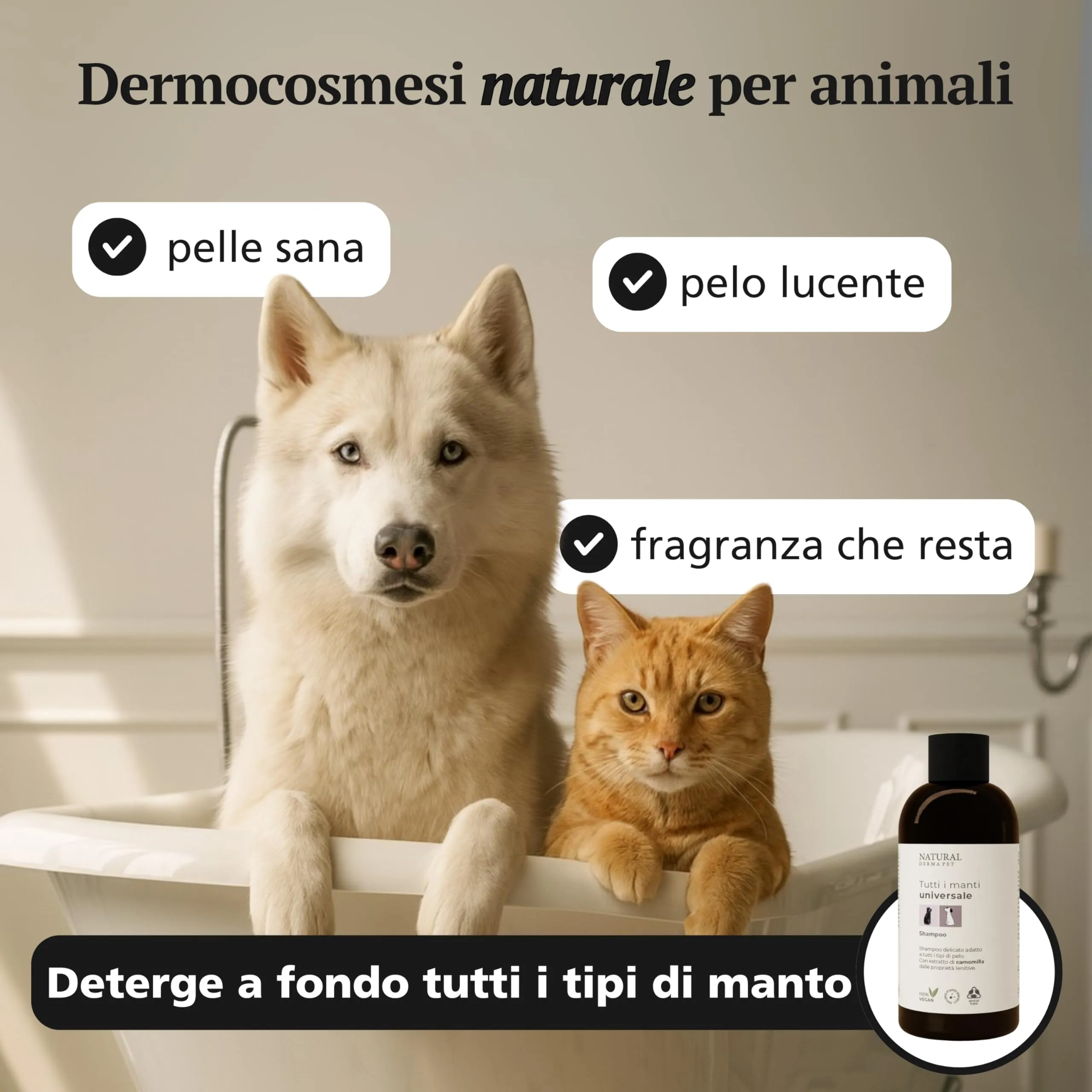 Natural Derma Pet Shampoo Universale per Cani e Gatti, 200 ml - immagine 2