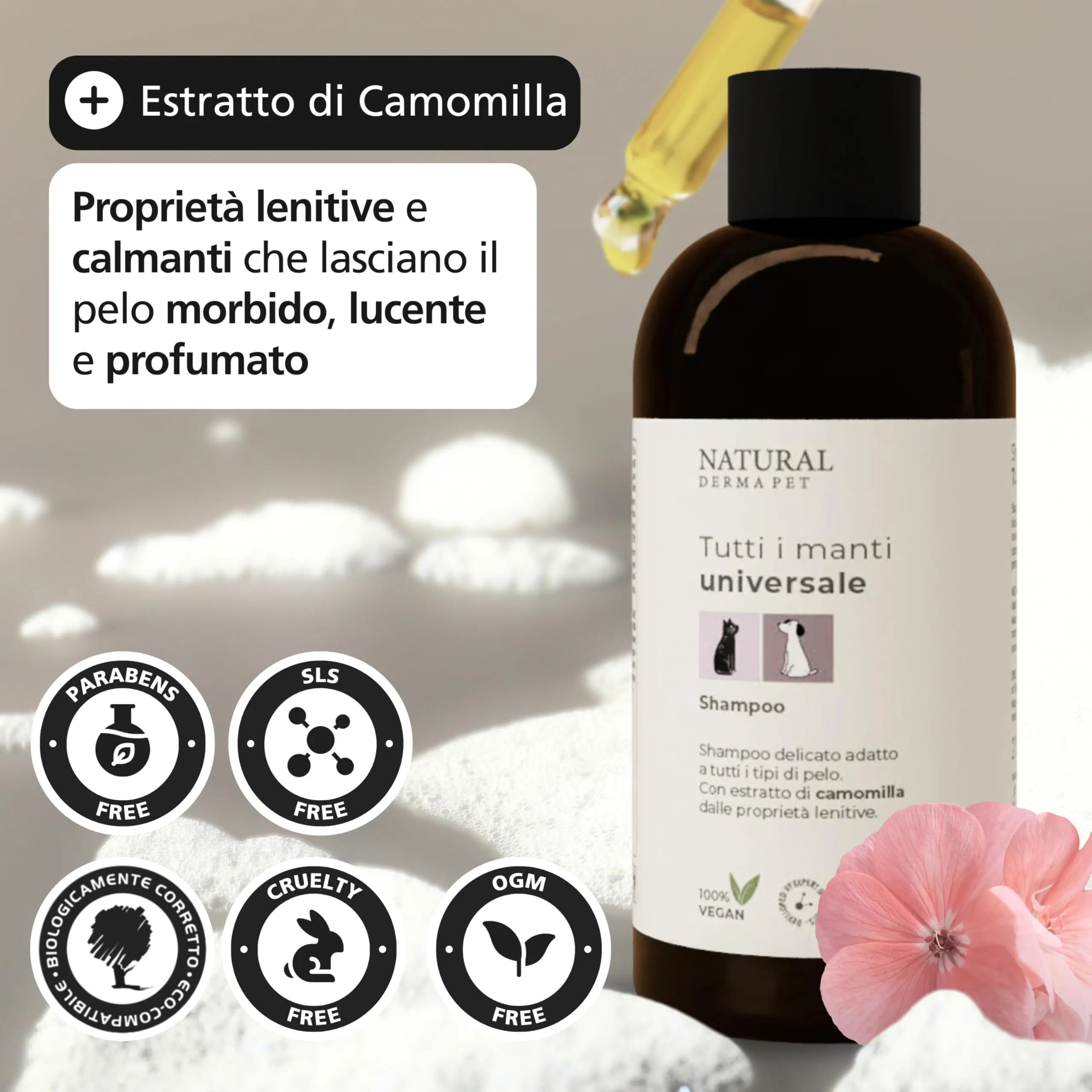 Natural Derma Pet Shampoo Universale per Cani e Gatti, 200 ml - immagine 3