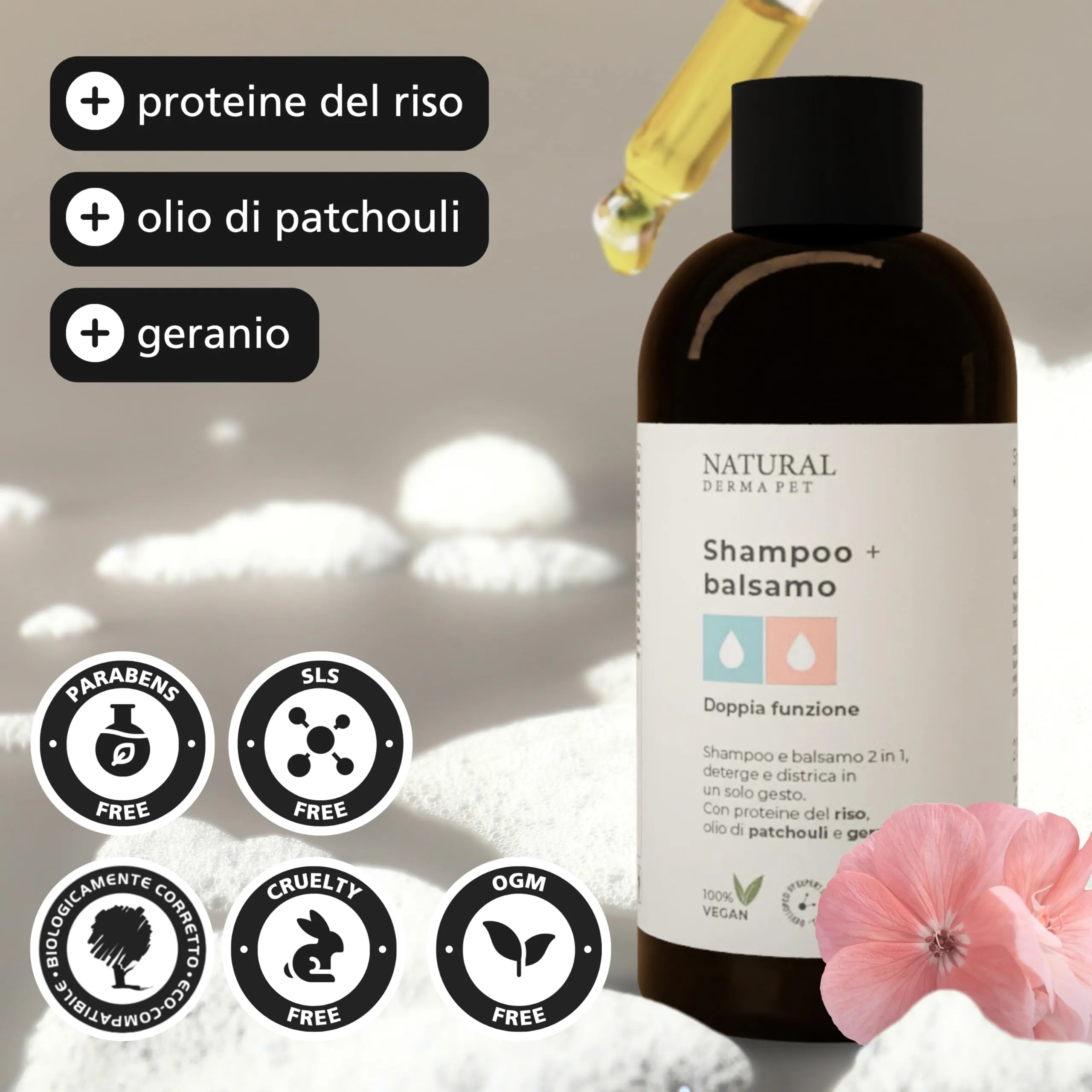 Natural Derma Pet Shampoo e Balsamo Cani 2 in 1, 200 ml - immagine 3