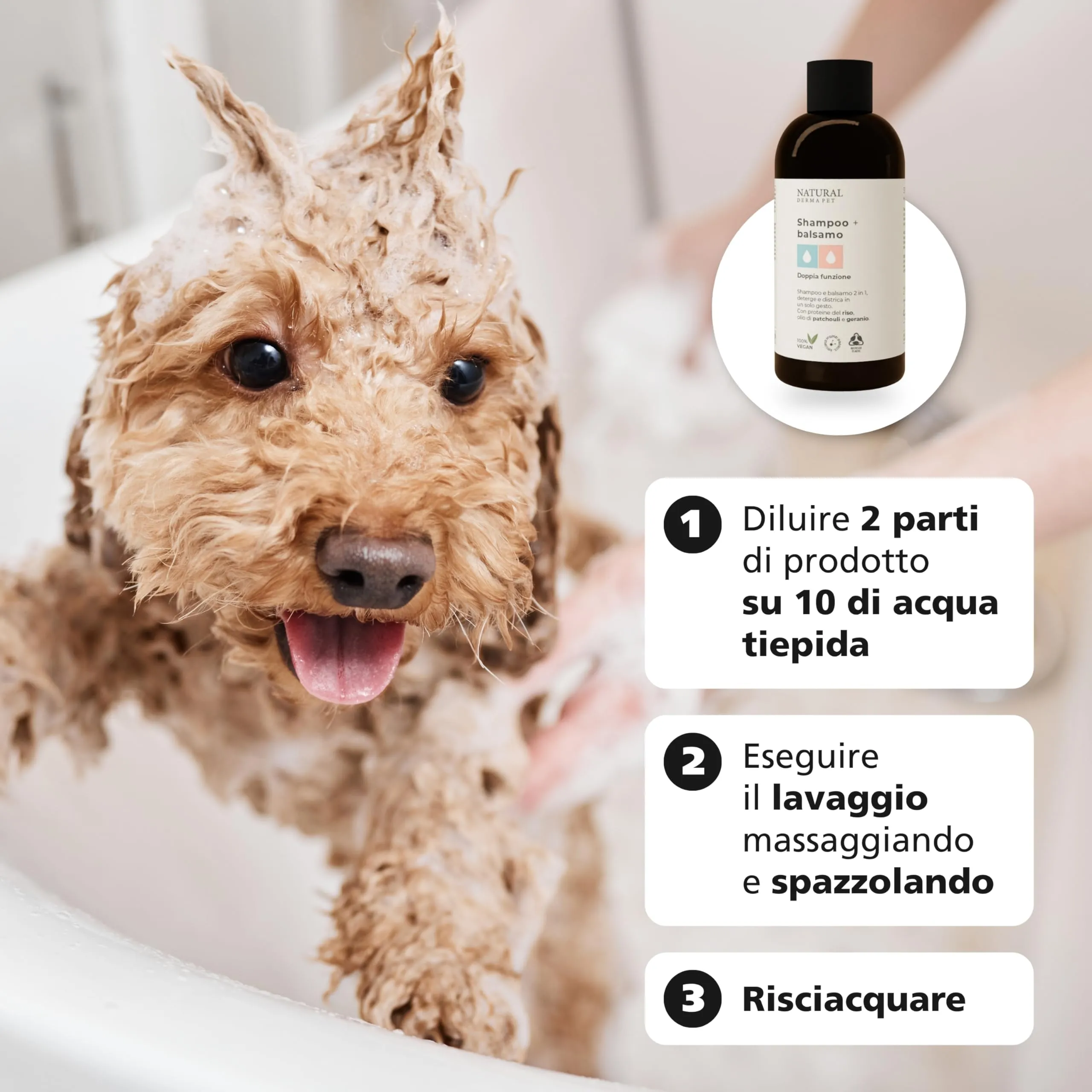 Natural Derma Pet Shampoo e Balsamo Cani 2 in 1, 200 ml - immagine 4