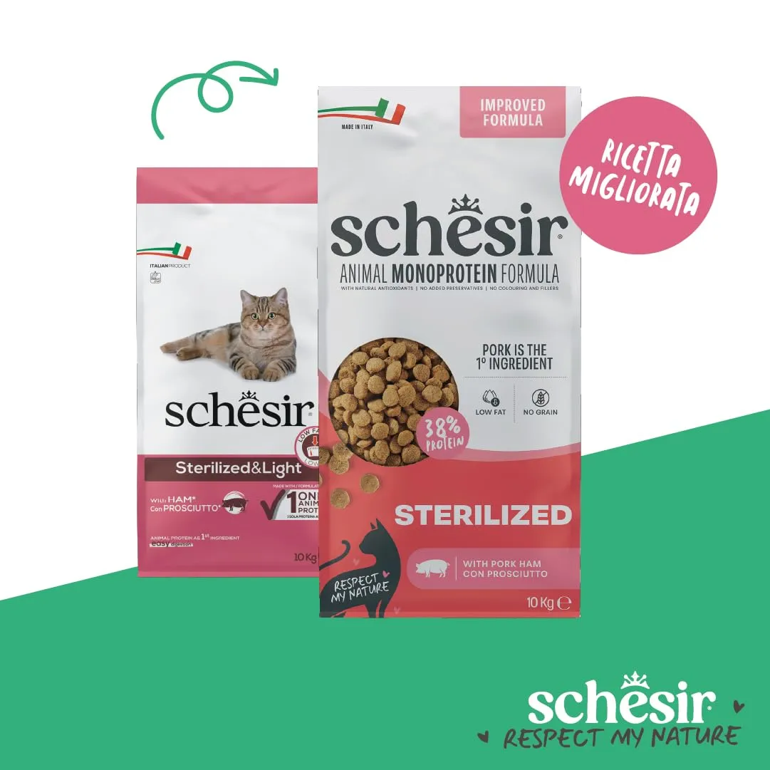 Schesir Animal Monoprotein Sterilized Prosciutto, Alimento Secco per Gatti Adulti Sterilizzati, 10 kg - immagine 2
