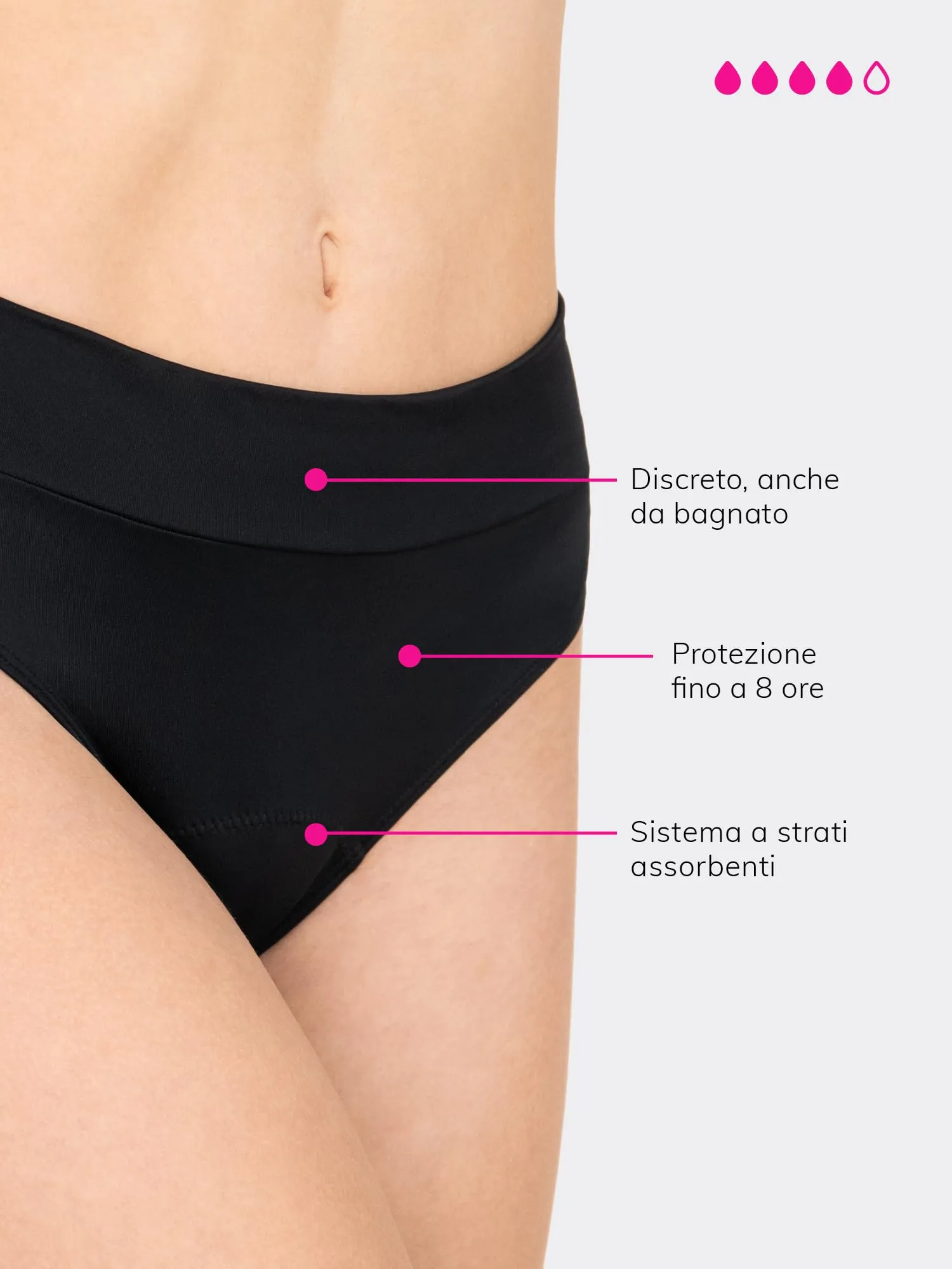 MYLILY Slip Bagno Mestruale Basic per Donna, Ragazze e Adolescenti, Nero, S - immagine 5
