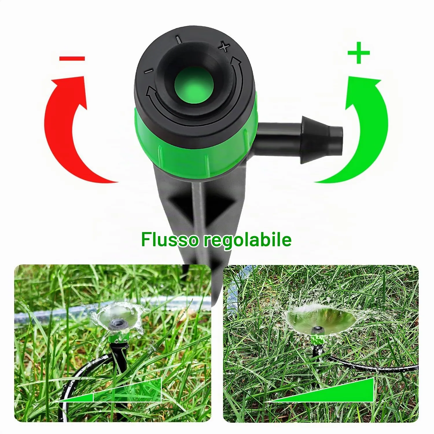 VooGenzek Gocciolatori per Irrigazione Regolabili 360 Gradi con Connettore e Staffa per Tubo 4/7 mm, 50 Pezzi, Verde - immagine 3