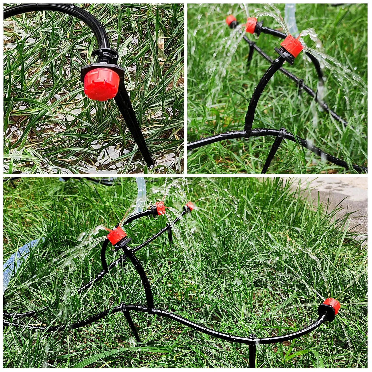 VooGenzek Kit Irrigazione Goccia Automatico 120 Pezzi, 40 Gocciolatori Regolabili, 40 Connettori a T e 40 Staffe per Tubo 4/7mm, Rosso - immagine 6