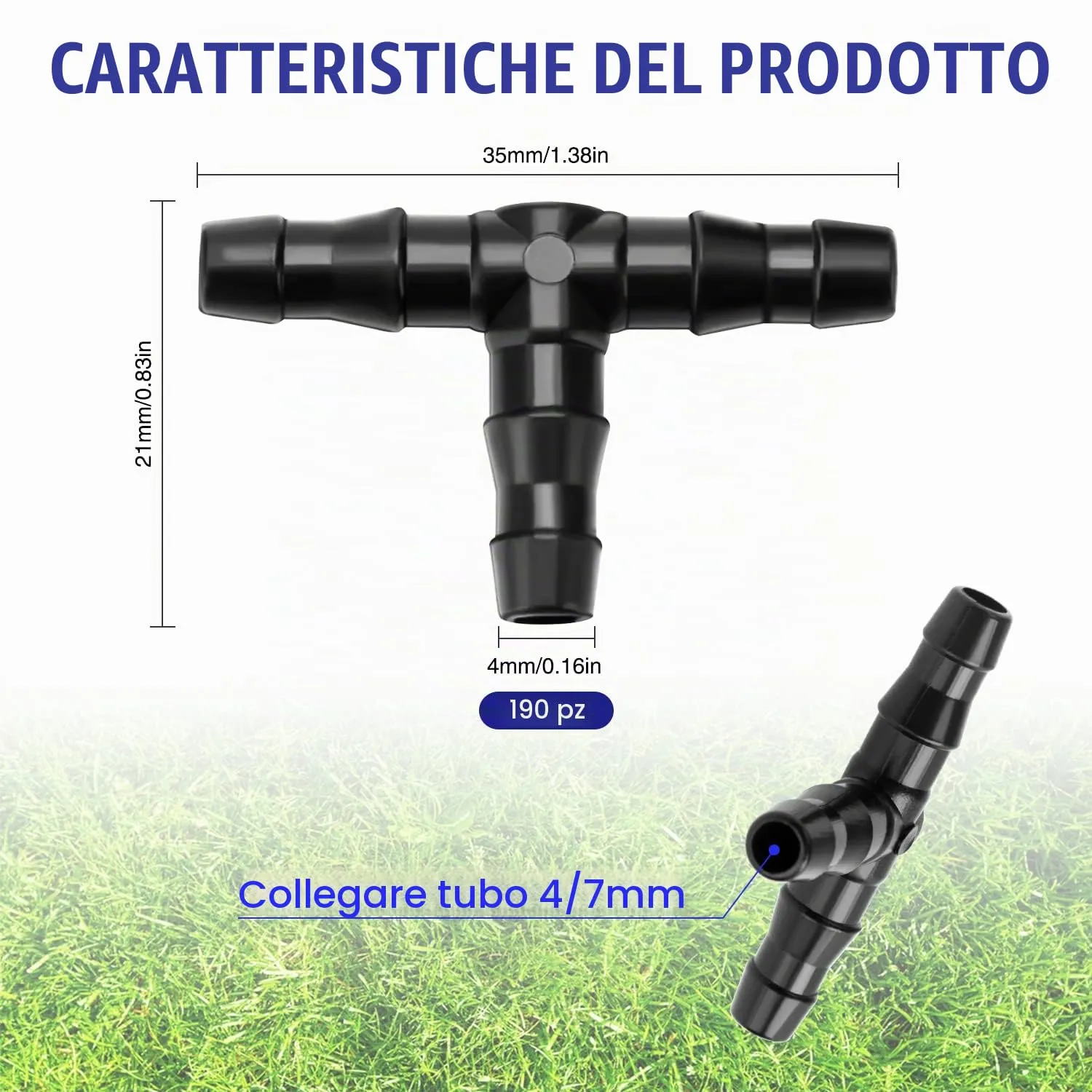 VooGenzek Connettori a T Spinati per Irrigazione a Goccia, 4/7mm, 190 Pezzi - immagine 2