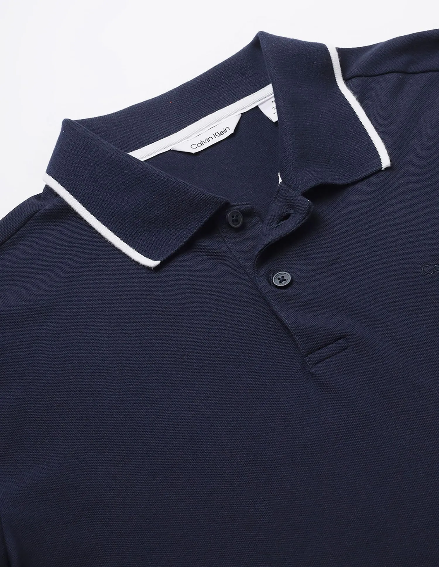 Calvin Klein Polo in piqué elasticizzato, Zaffiro scuro, M - immagine 4