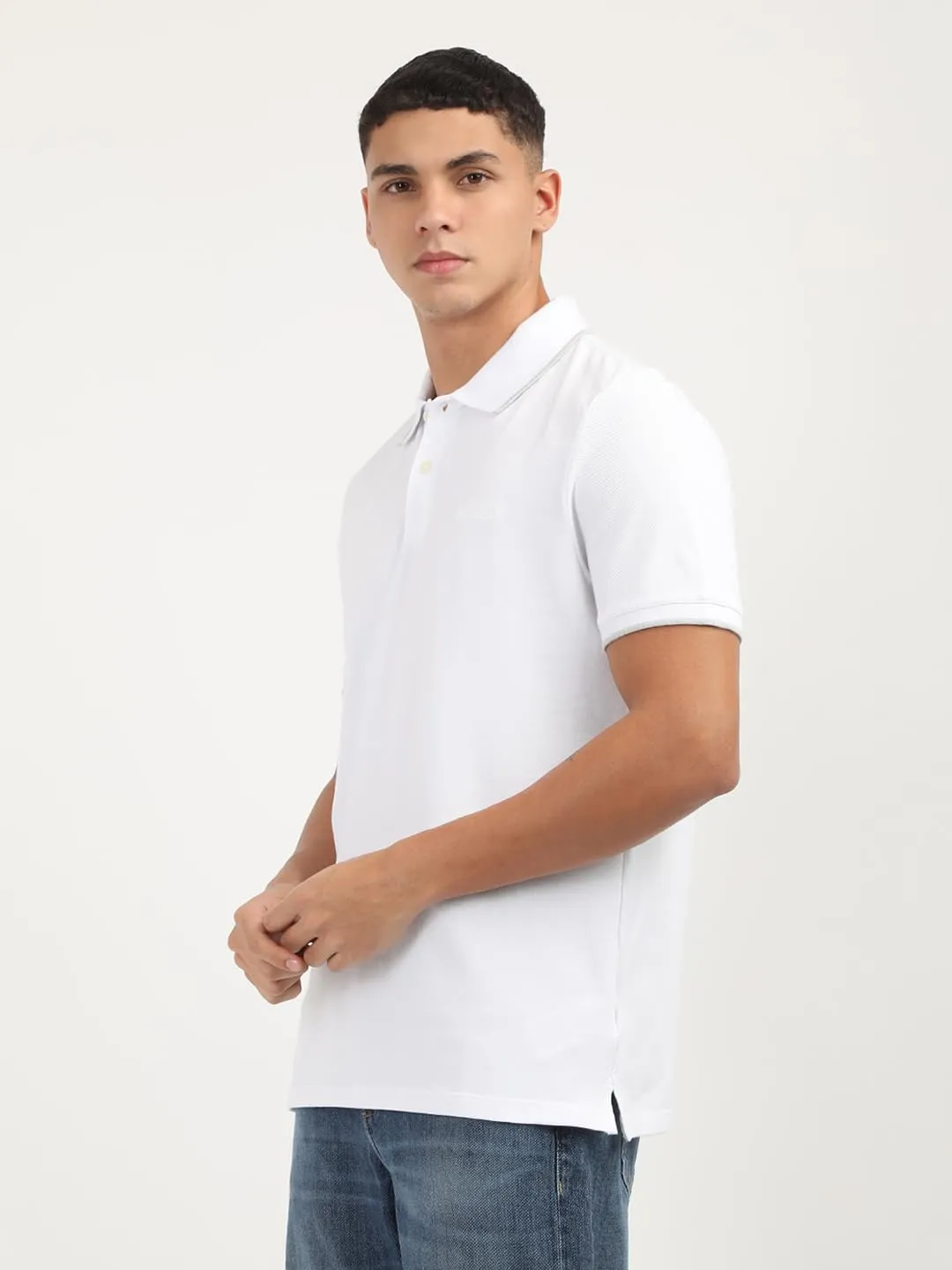 Calvin Klein Polo da Uomo in Piqué Elasticizzato, Bianco Brillante, S - immagine 3
