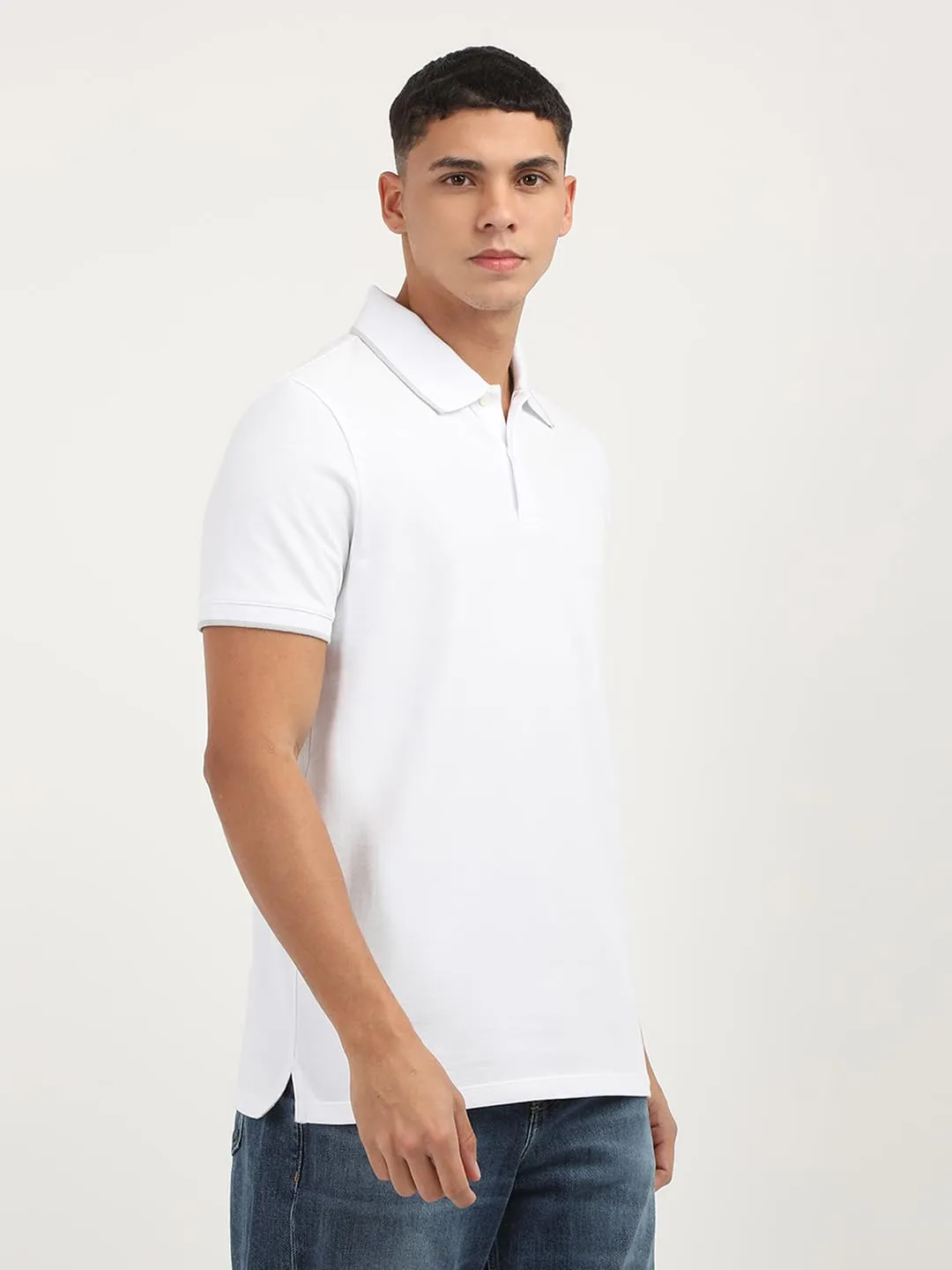 Calvin Klein Polo da Uomo in Piqué Elasticizzato, Bianco Brillante, S - immagine 4