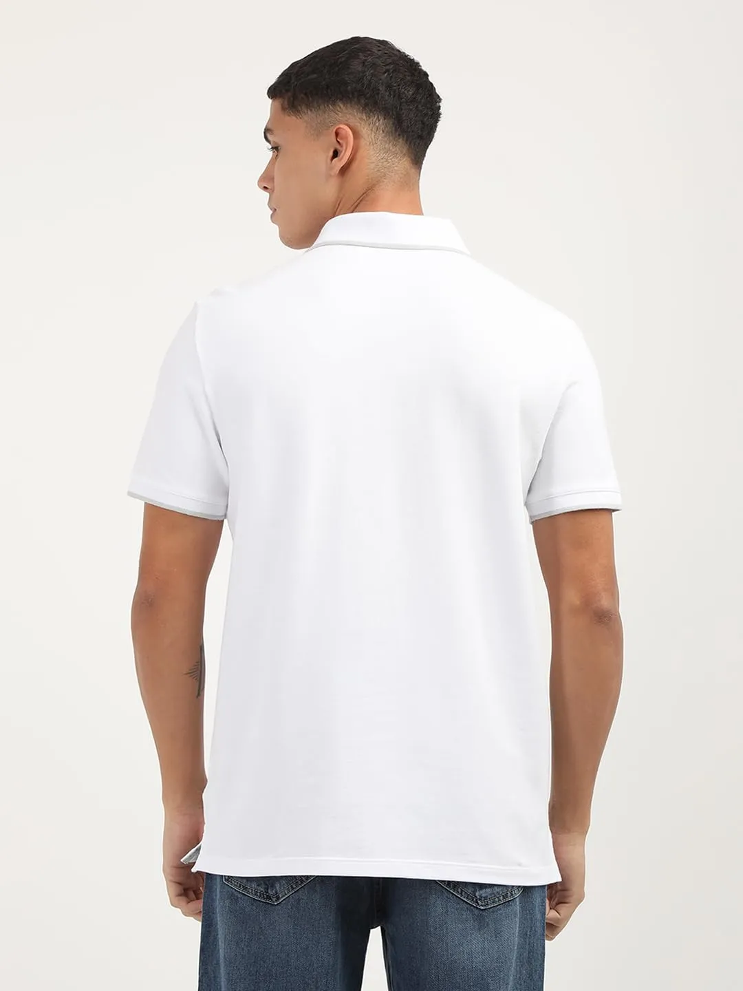 Calvin Klein Polo da Uomo in Piqué Elasticizzato, Bianco Brillante, S - immagine 5