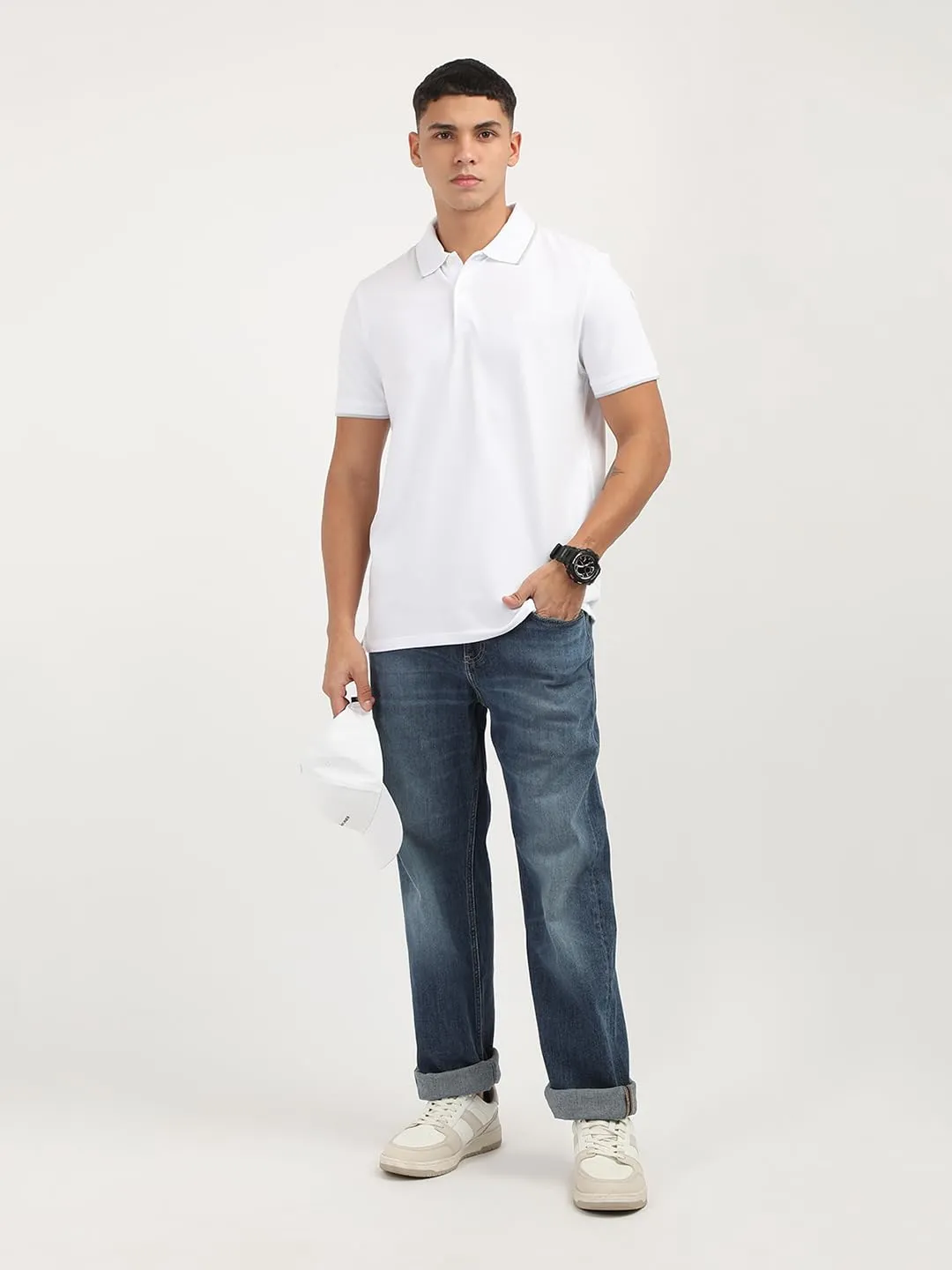 Calvin Klein Polo da Uomo in Piqué Elasticizzato, Bianco Brillante, S - immagine 6