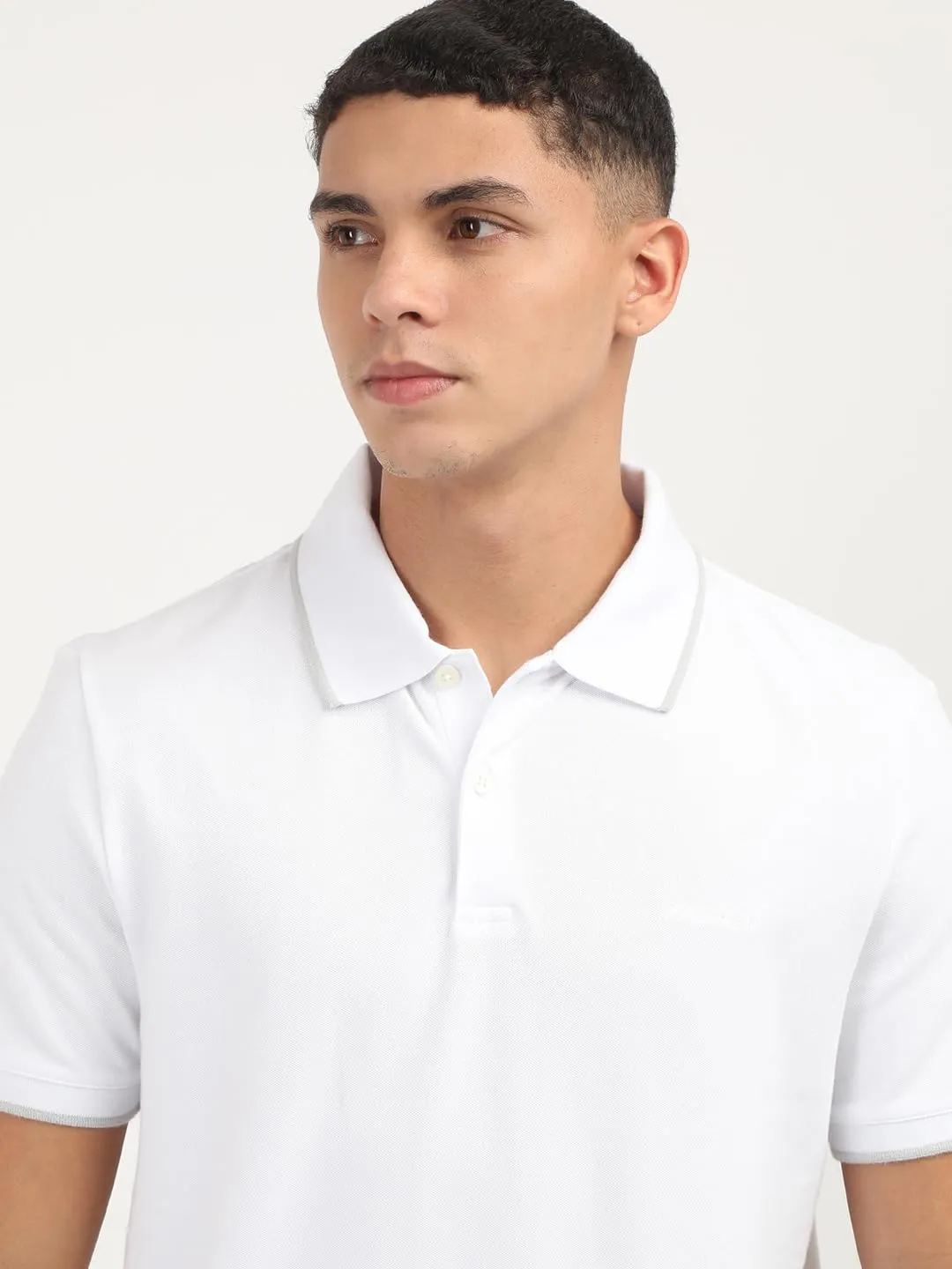 Calvin Klein Polo da Uomo in Piqué Elasticizzato, Bianco Brillante, S - immagine 7