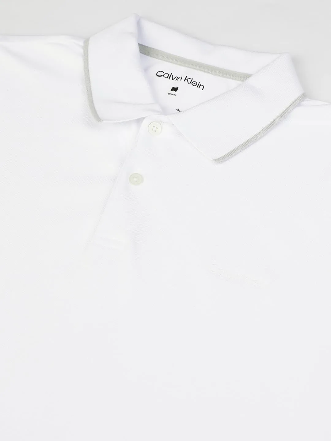 Calvin Klein Polo da Uomo in Piqué Elasticizzato, Bianco Brillante, S - immagine 9