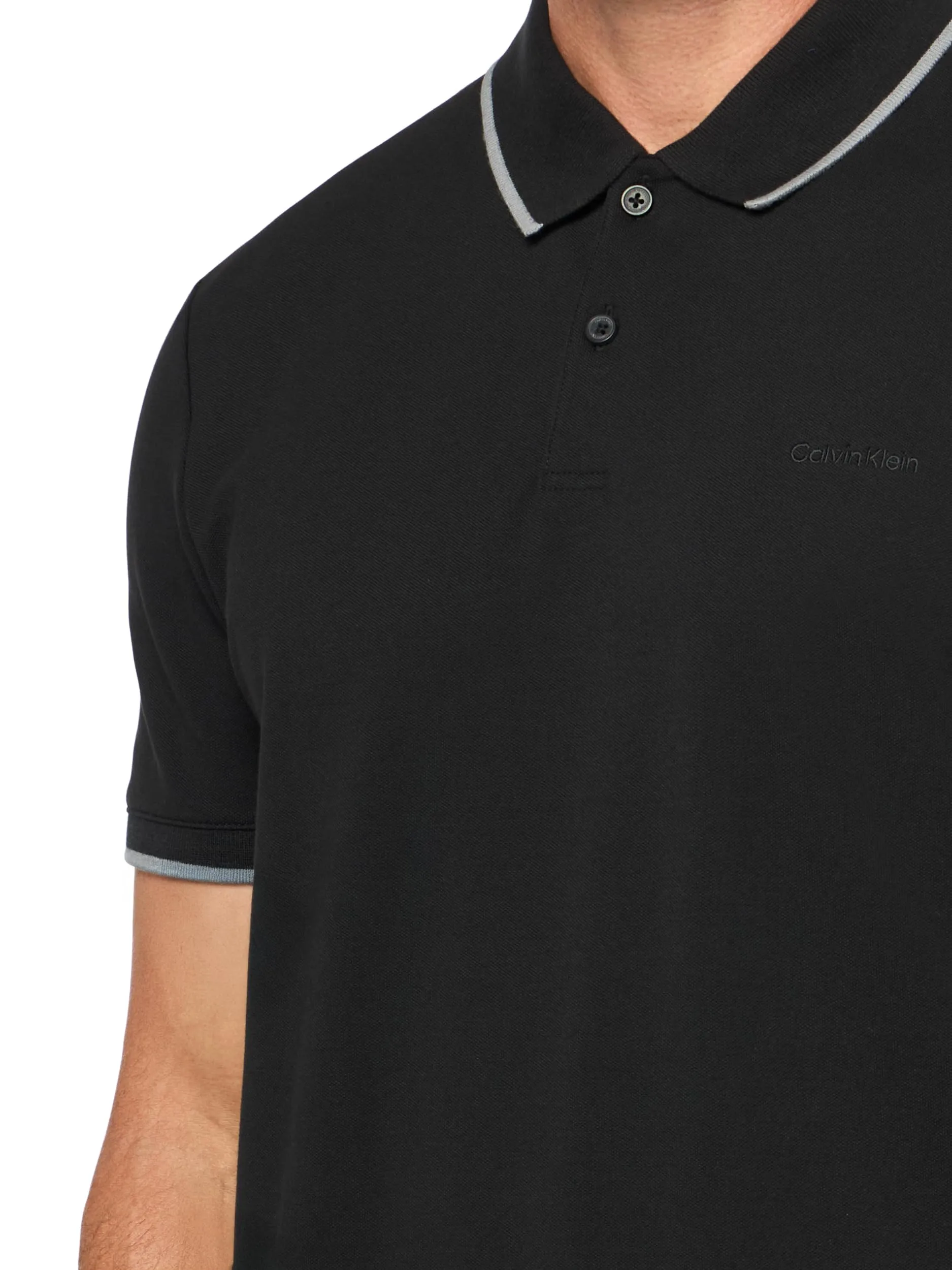Calvin Klein Polo da Uomo in Piqué Elasticizzato, Black Beauty, XXL - immagine 3