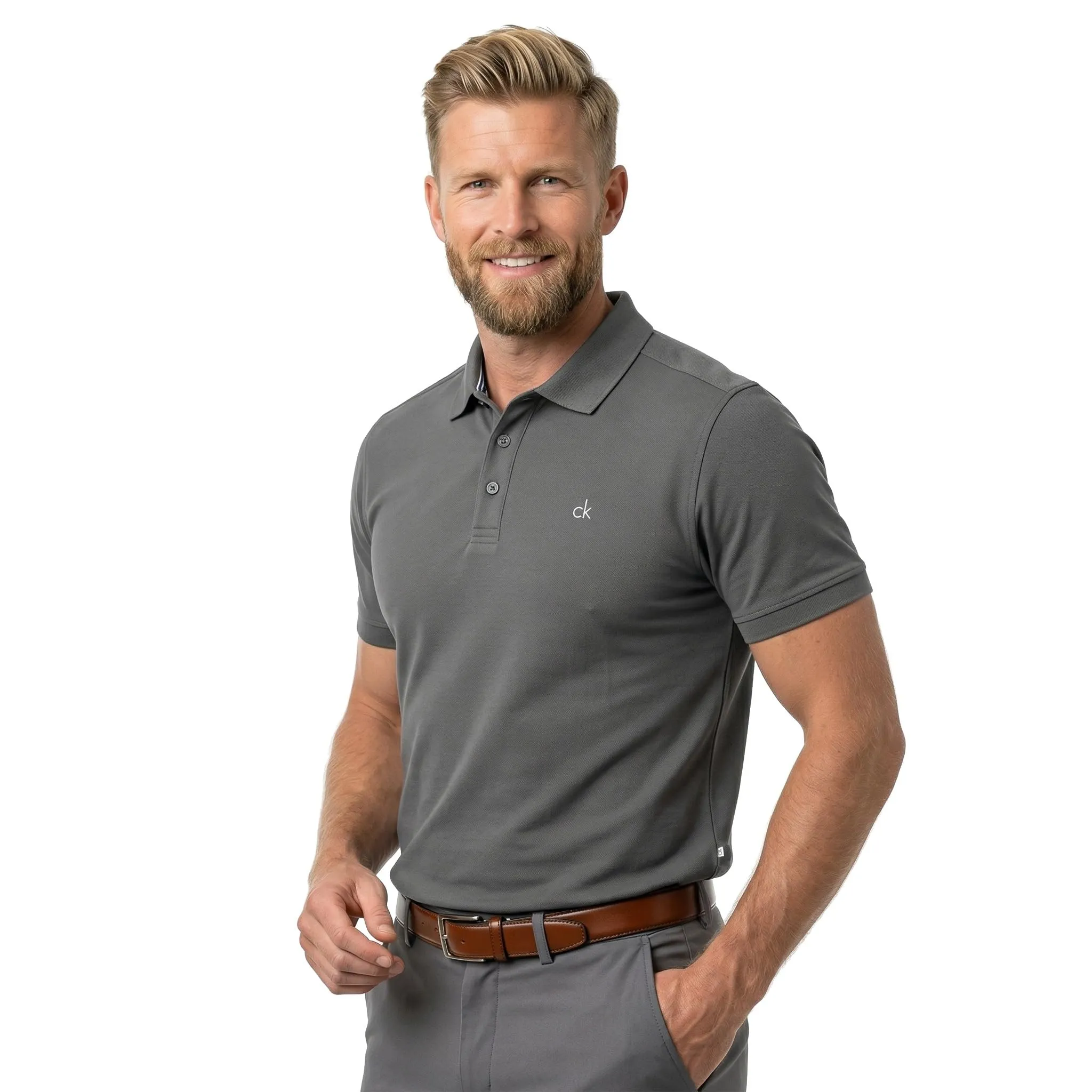 Calvin Klein Polo Golf Uomo Campus Colletto a Coste - Ardesia - XL - immagine 2