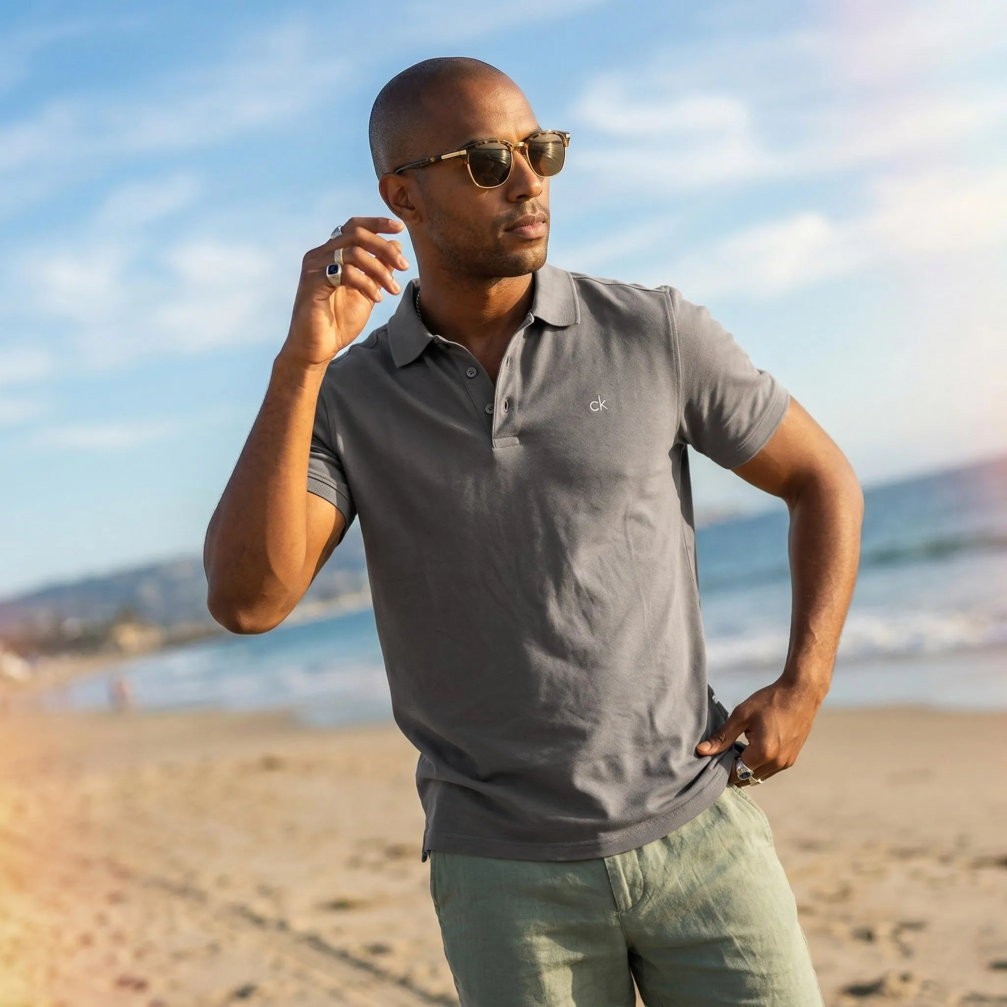 Calvin Klein Polo Golf Uomo Campus Colletto a Coste - Ardesia - XL - immagine 8