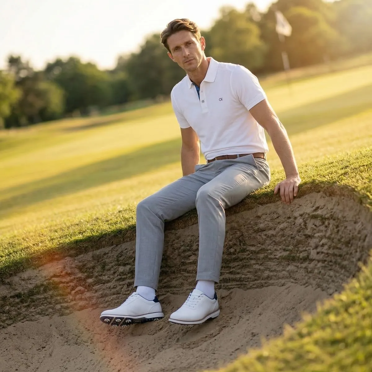 Calvin Klein Polo Golf Uomo Campus Bianco/Blu Mimetico - L - immagine 3