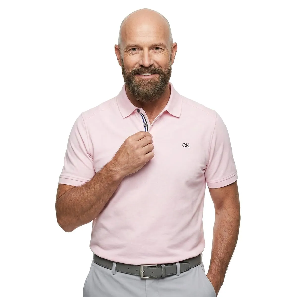 Calvin Klein Polo Golf Uomo Campus Baby Pink Sport - M - immagine 2