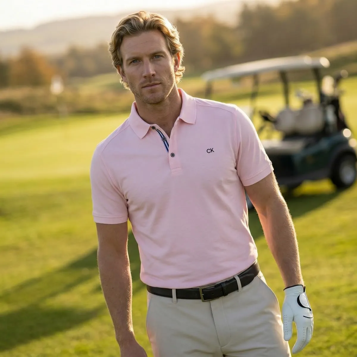Calvin Klein Polo Golf Uomo Campus Baby Pink Sport - M - immagine 3