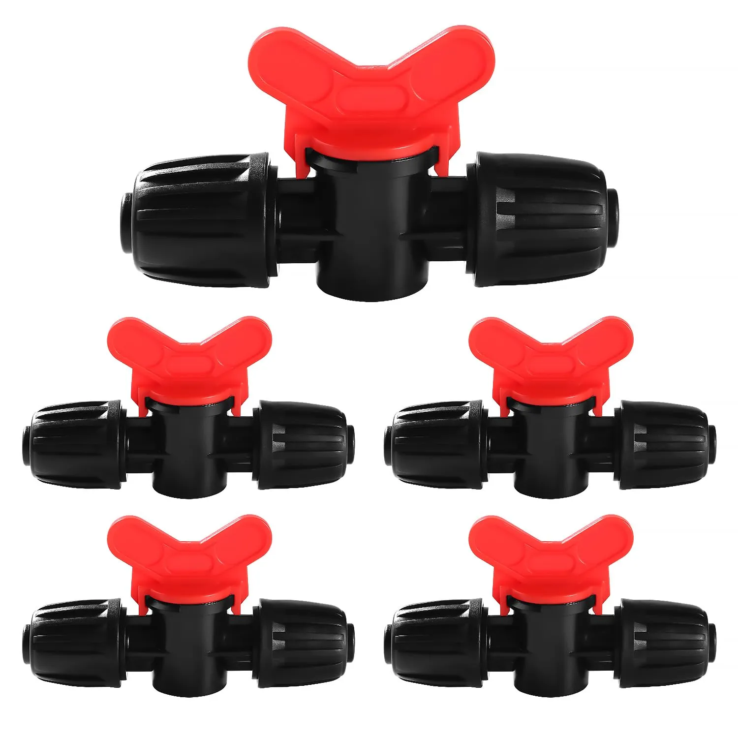 VooGenzek Valvole Intercettazione Irrigazione a Goccia con Bloccaggio per Tubo 16mm, 5 Pezzi, Nero - immagine 1