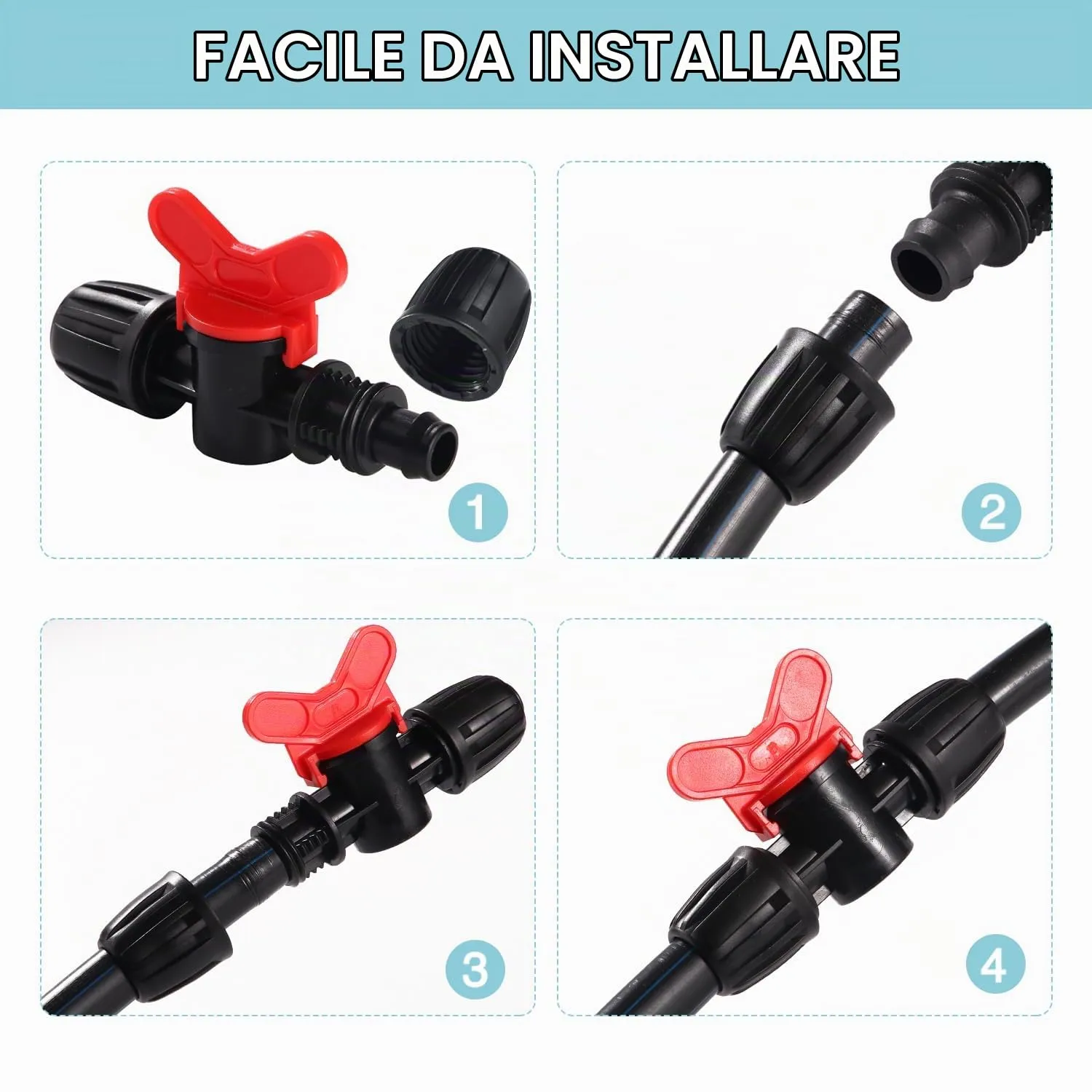 VooGenzek Valvole Intercettazione Irrigazione a Goccia con Bloccaggio per Tubo 16mm, 5 Pezzi, Nero - immagine 4