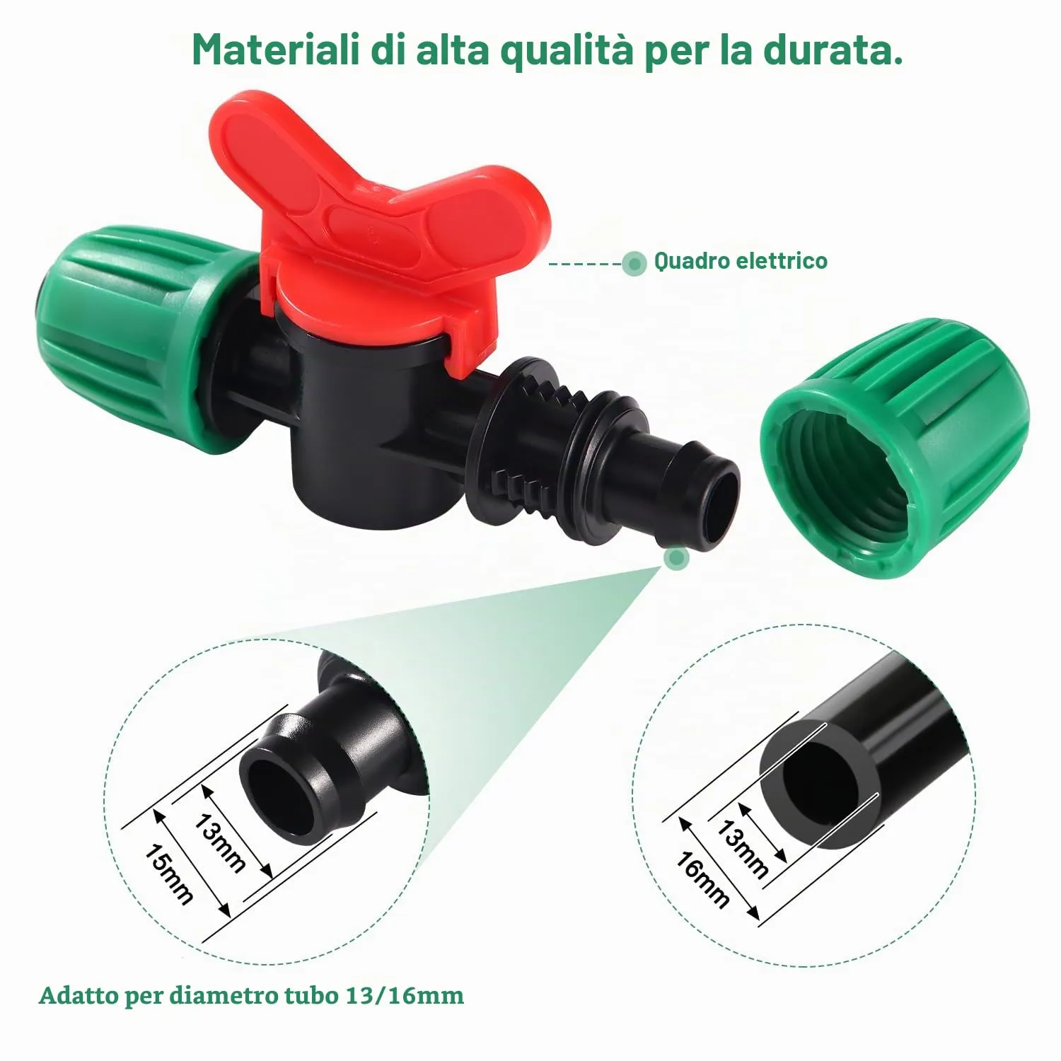 VooGenzek Valvole di Intercettazione per Irrigazione a Goccia, 16mm, con Spinato e Bloccaggio, 5 Pezzi, Verde - immagine 3