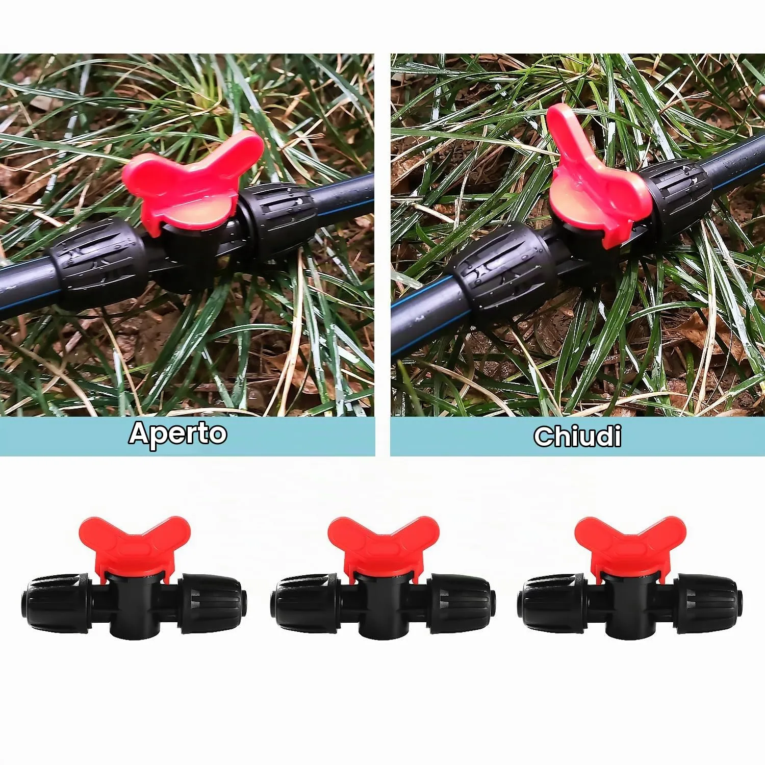 VooGenzek Valvola Intercettazione Irrigazione a Goccia 16mm con Spinato e Bloccaggio, 9 Pezzi, Nero - immagine 5