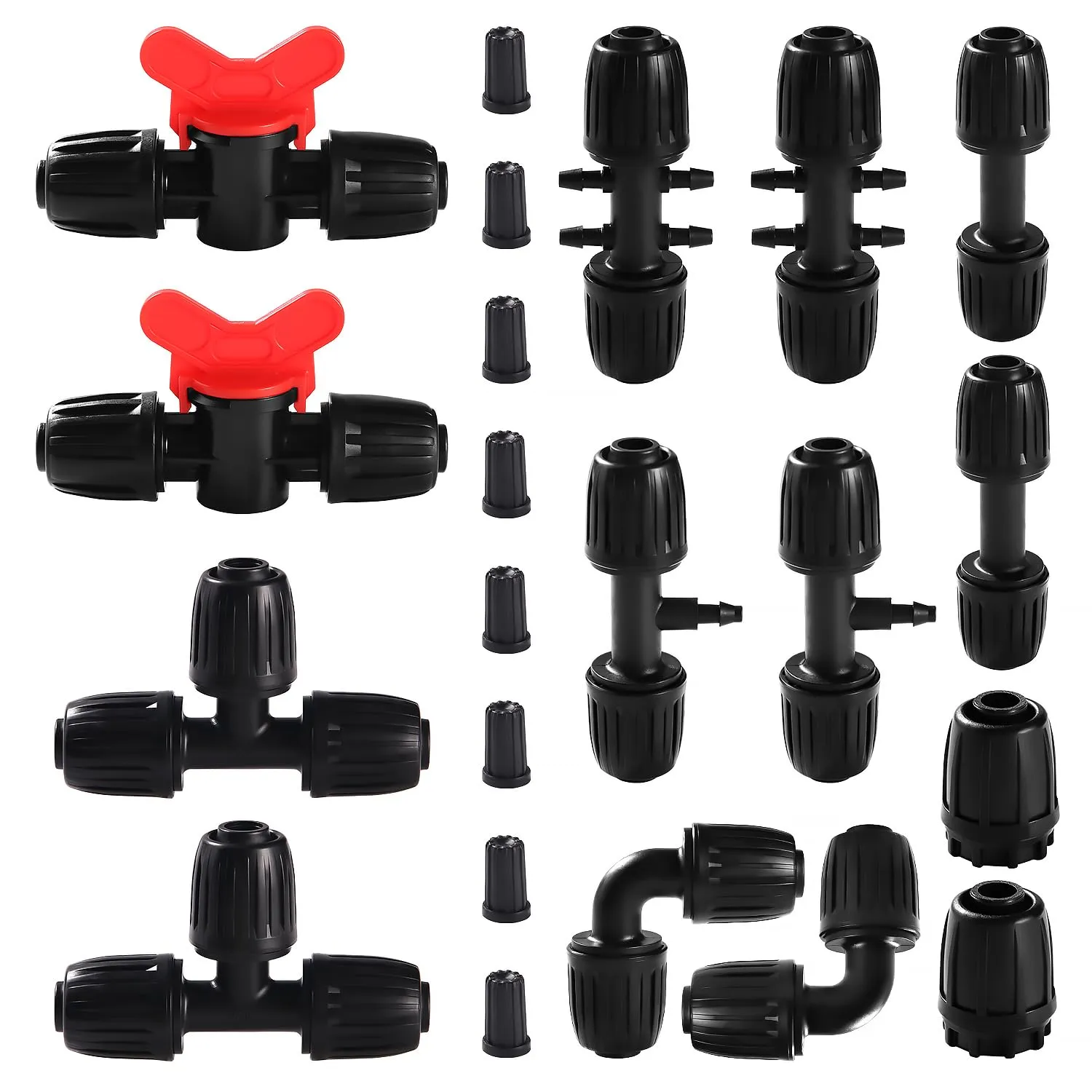 VooGenzek Kit di Raccordi per Irrigazione 22 Pezzi per Tubi 13/16 mm a 4/7 mm, Nero - immagine 1