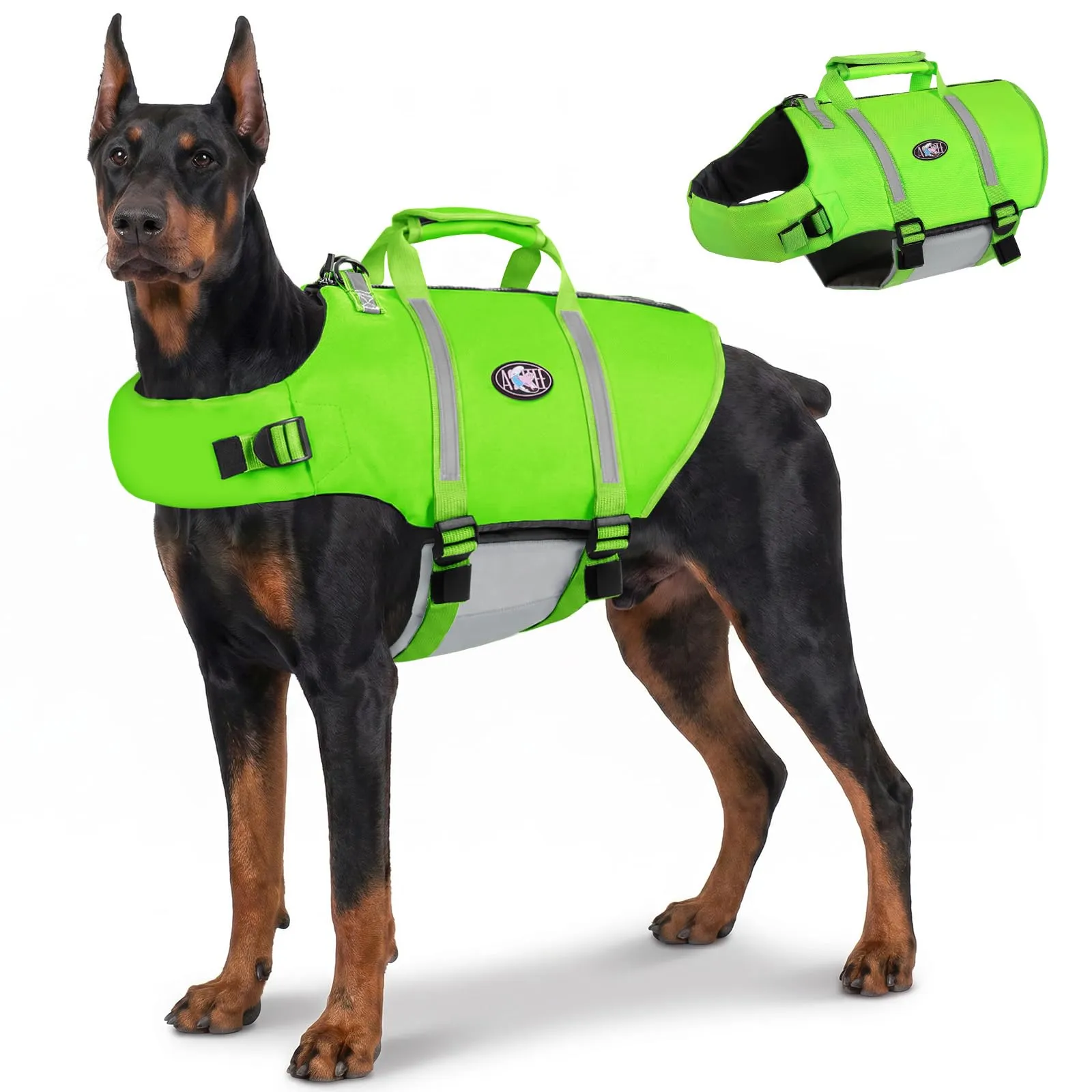 AOFITEE Giubbotto Salvagente per Cani - Verde Fluo, L - immagine 1