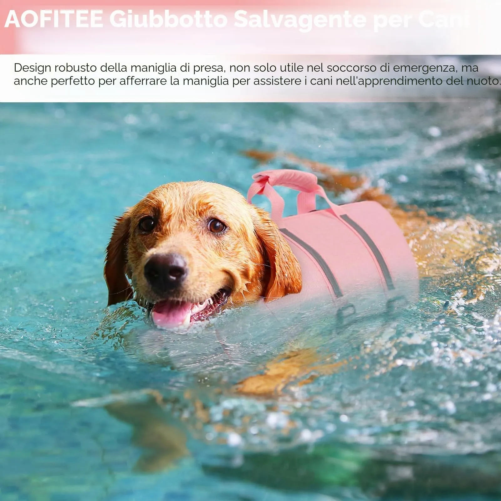 AOFITEE Giubbotto Salvagente per Cani, Rosa, Taglia S - immagine 5