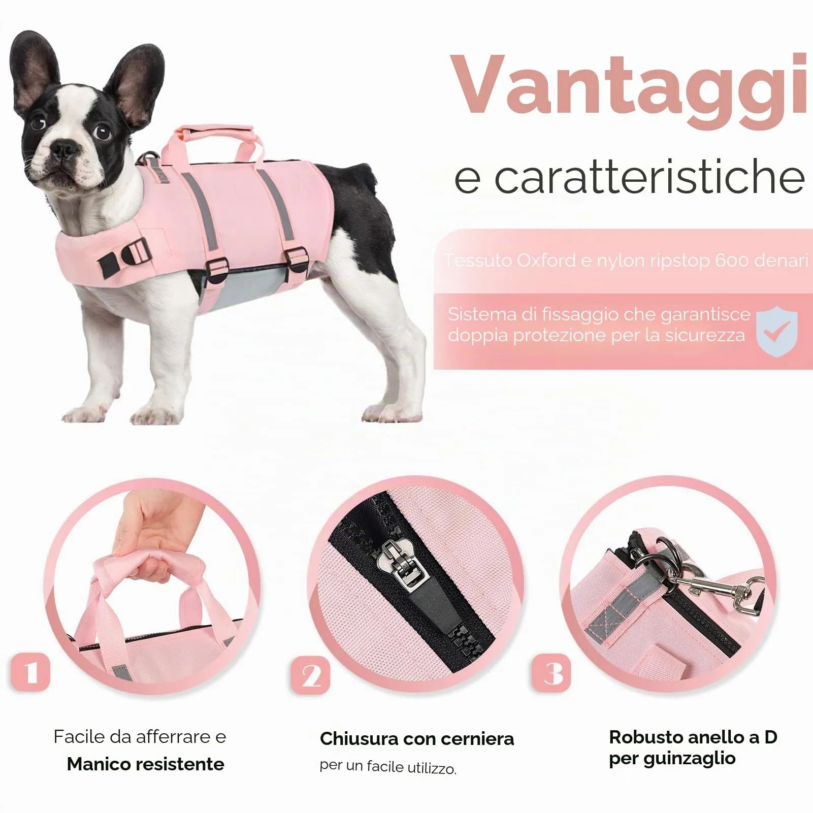 AOFITEE Giubbotto Salvagente per Cani, Rosa, XS - immagine 4