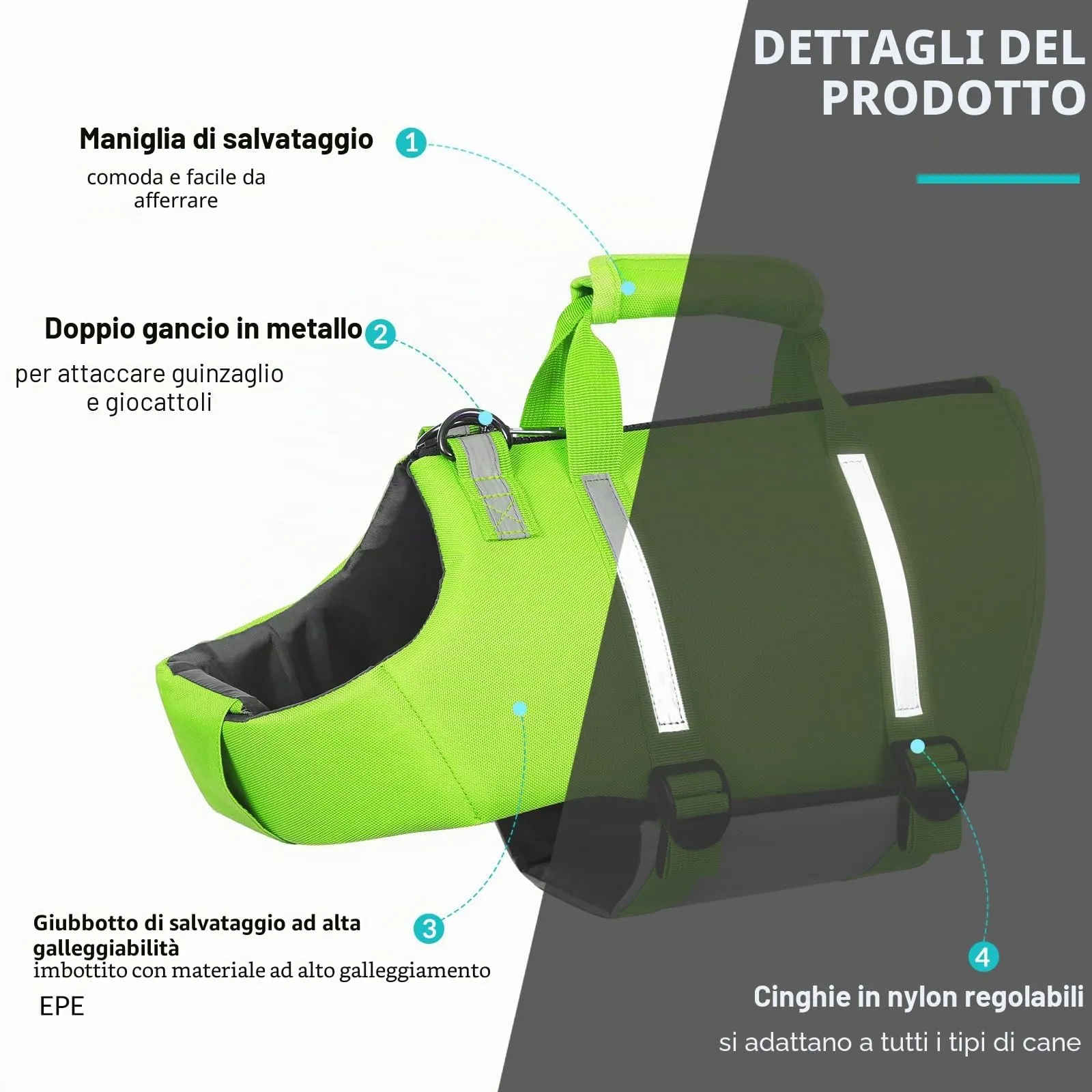 PUZAUKAL Giubbotto Salvagente per Cane in Ripstop con Cerniera sul Dorso - immagine 5