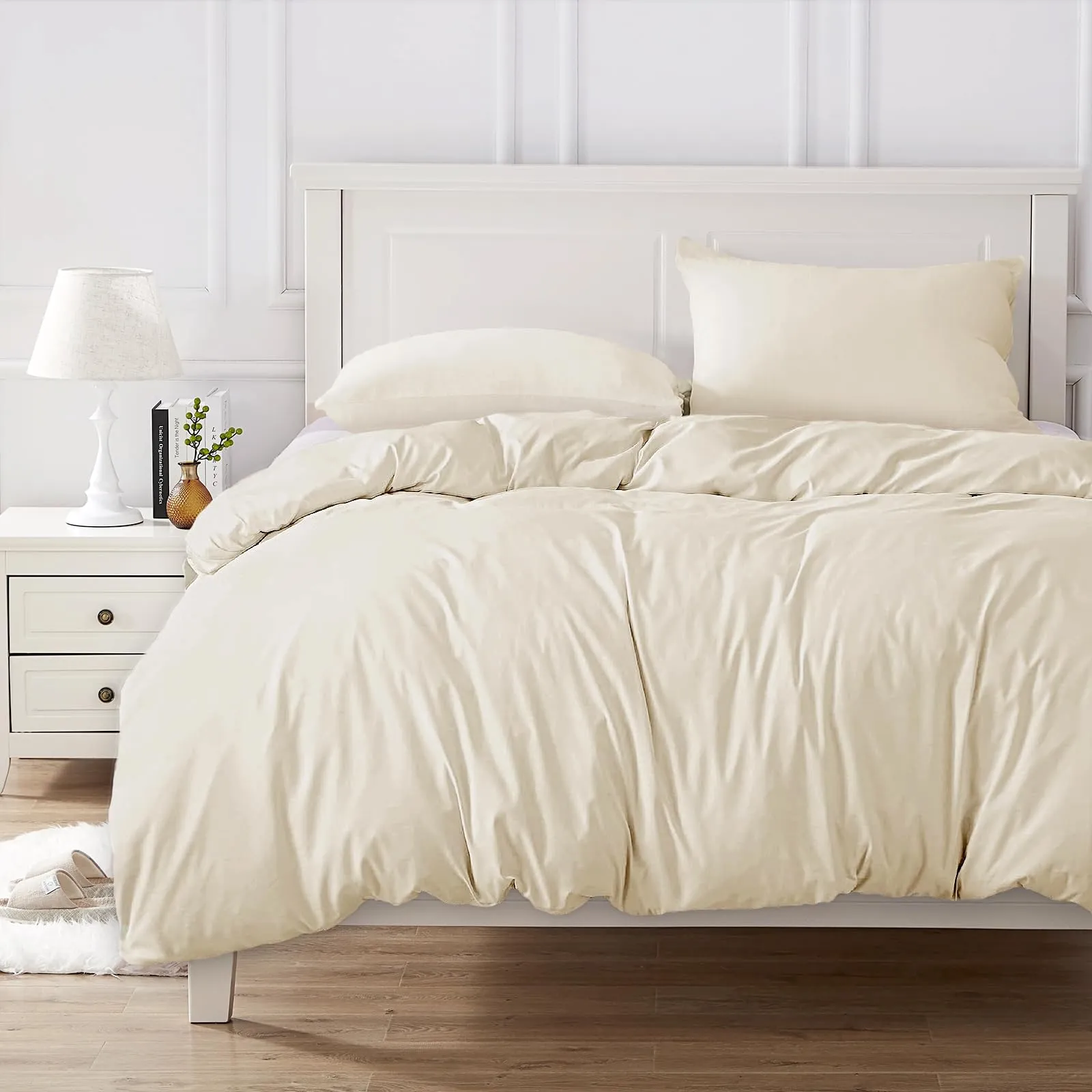 Cotopuro Set Copripiumino Matrimoniale 100% Cotone 260x240 con 2 Federe 50x80, Beige Chiaro - immagine 6