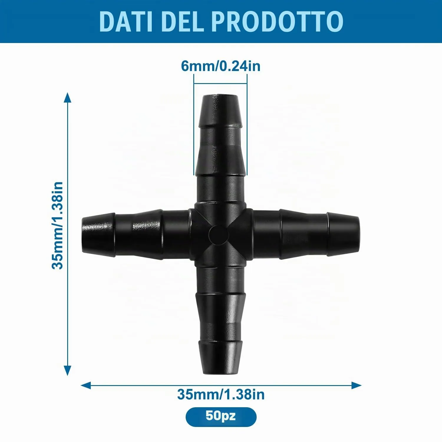 VooGenzek Connettore a Croce a 4 Vie per Irrigazione da Giardino, 4/7mm, 50 Pezzi - immagine 2