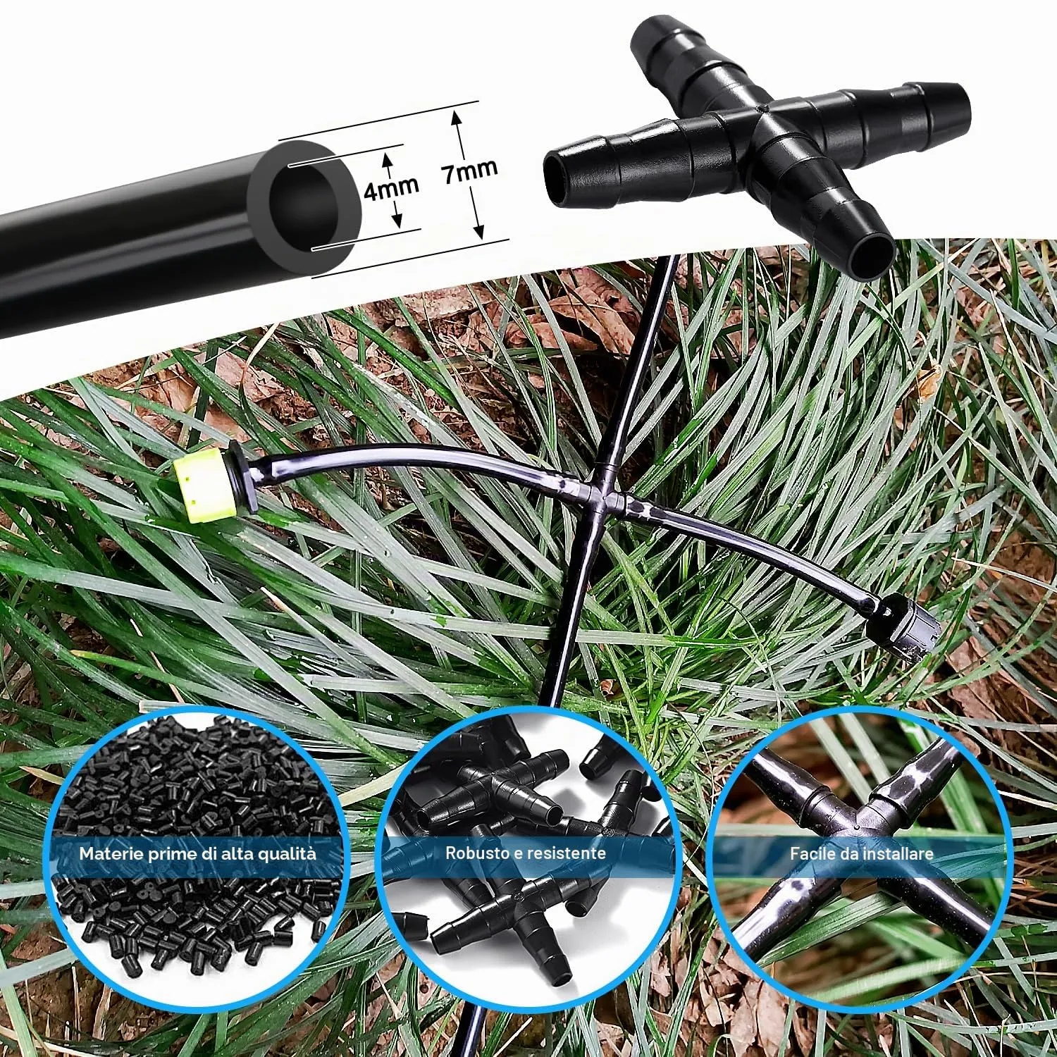 VooGenzek Connettore a Croce a 4 Vie per Irrigazione da Giardino, 4/7mm, 50 Pezzi - immagine 3